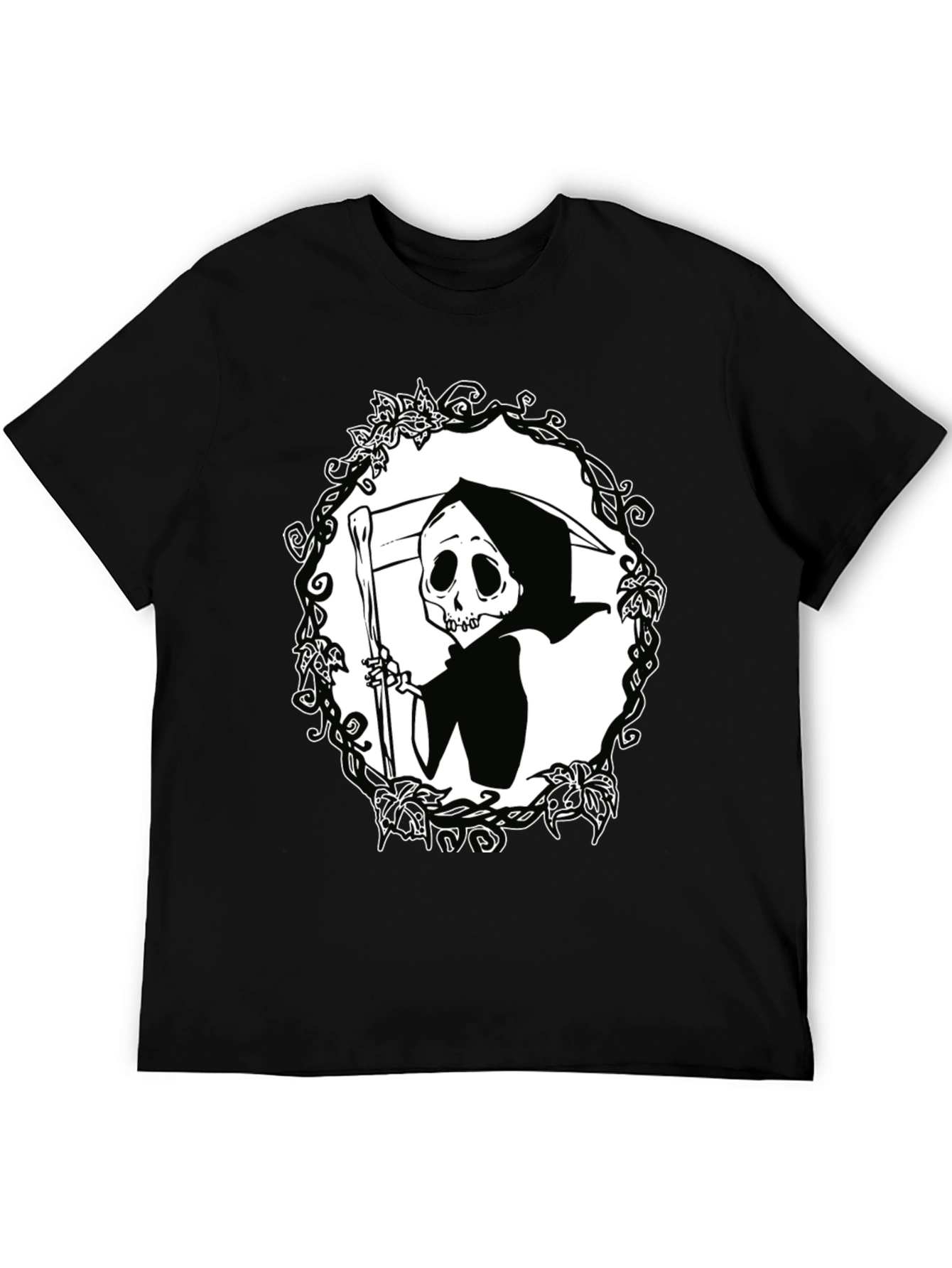Grim Reaper Graphic Tee - Black Cotton T-Shirt