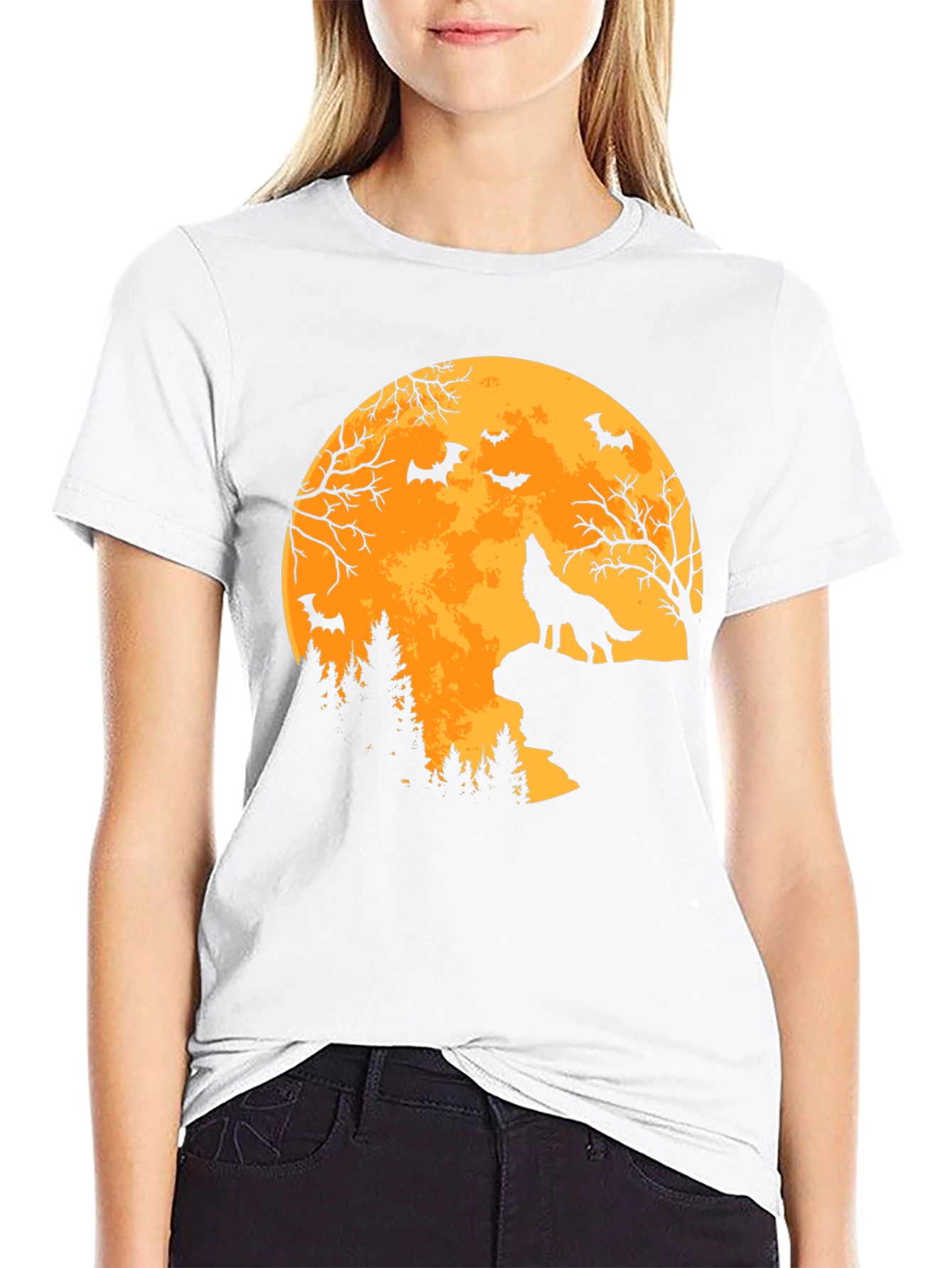 Halloween Wolf Moon Graphic T-Shirt
