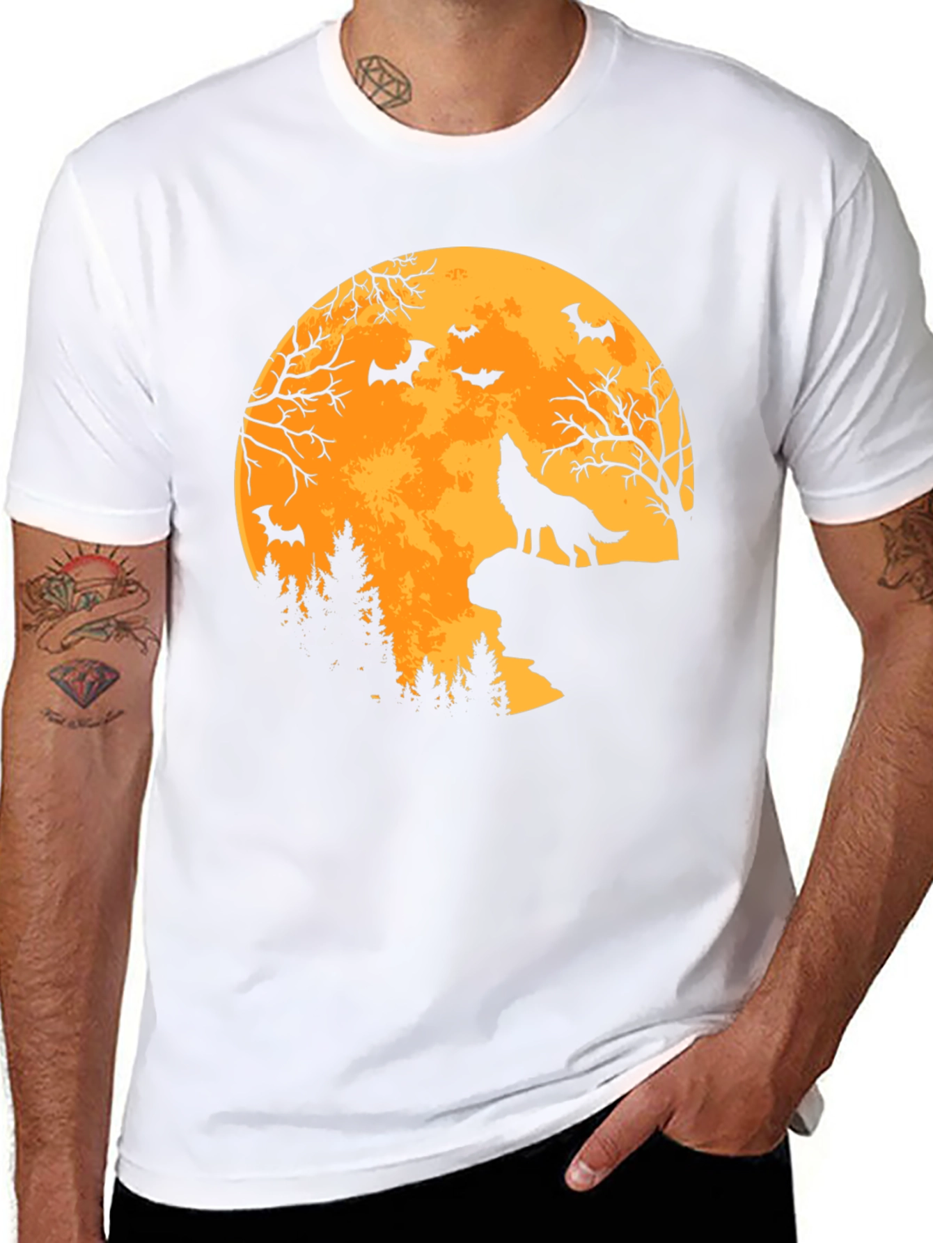 Halloween Wolf Moon Graphic T-Shirt