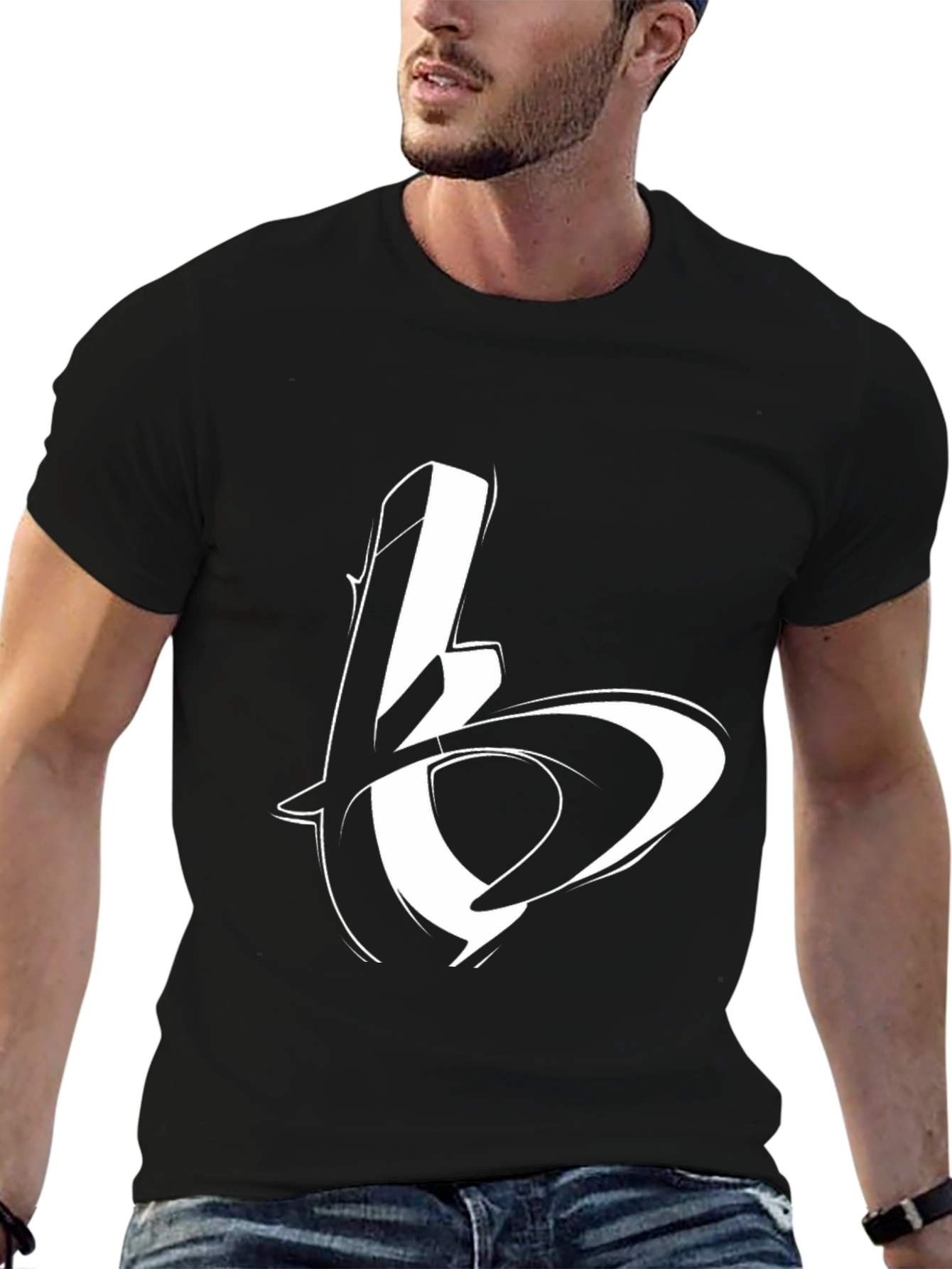 Bold Graphic Tee - Stylish Black Cotton Blend