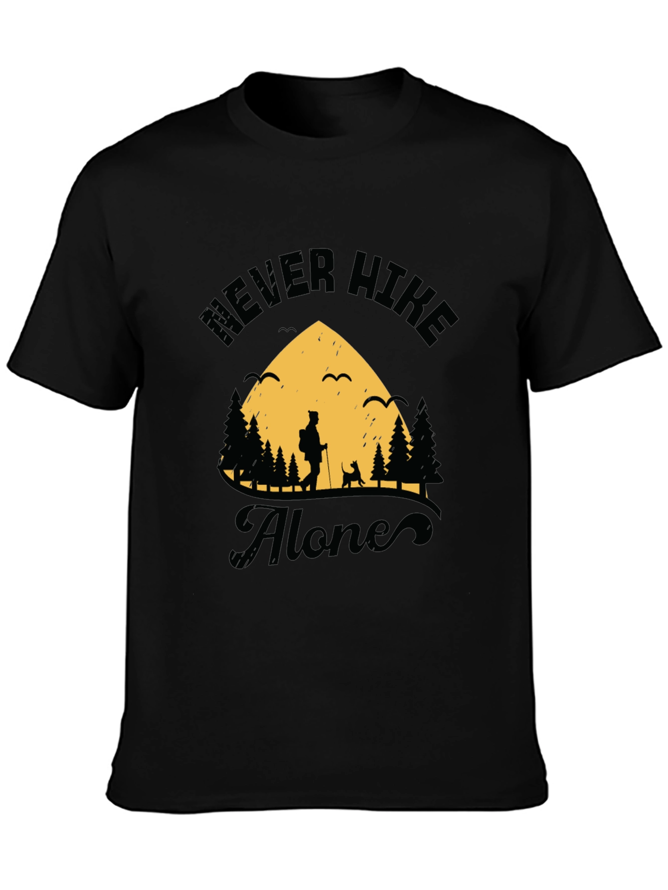 Never Hike Alone Graphic Tee - Black