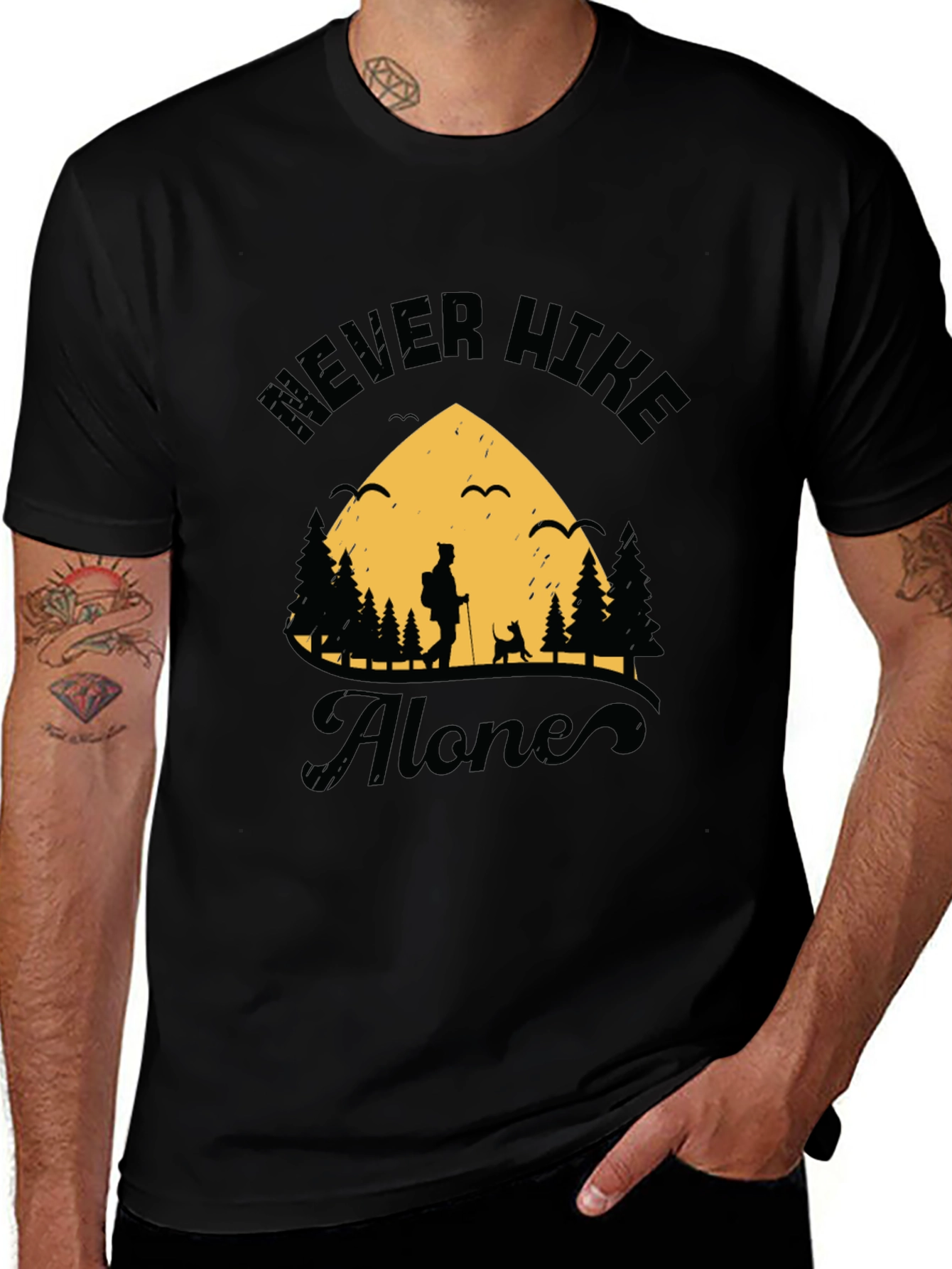 Never Hike Alone Graphic Tee - Black