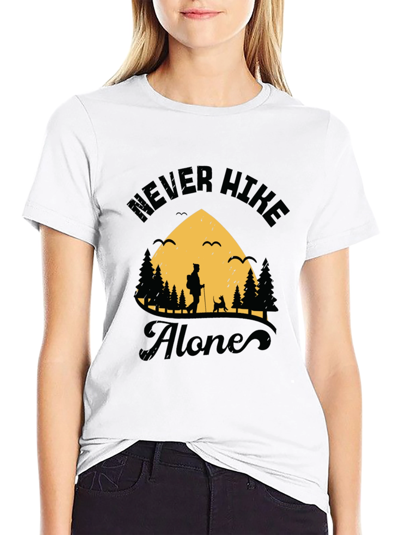 Never Hike Alone Graphic Tee - Black