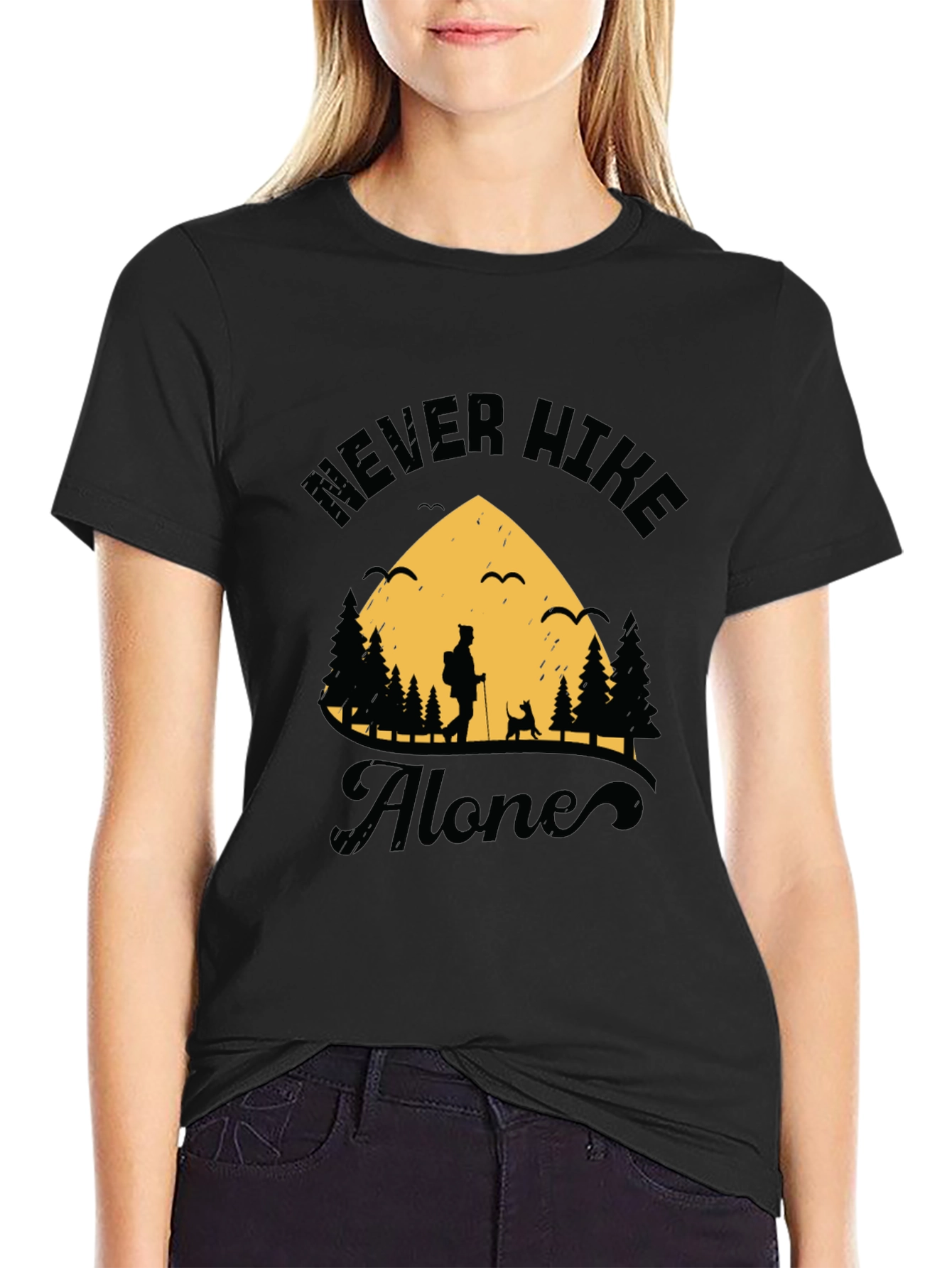 Never Hike Alone Graphic Tee - Black