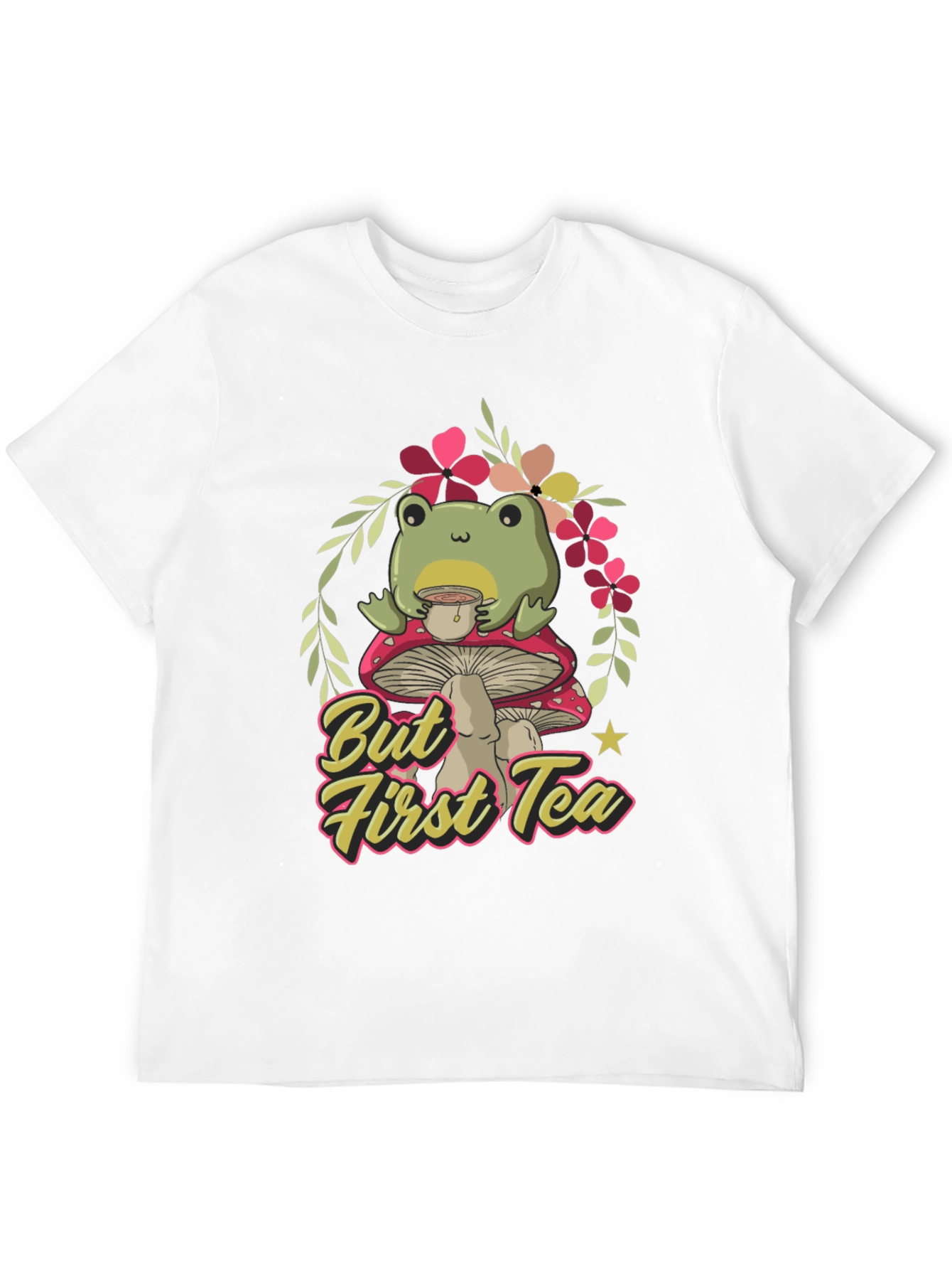 Frog Sipping Tea on Mushroom T-Shirt