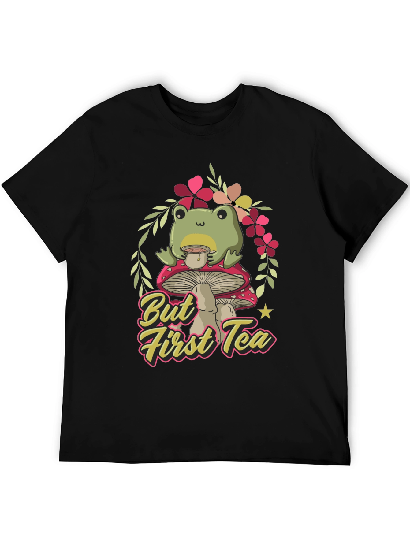 Frog Sipping Tea on Mushroom T-Shirt