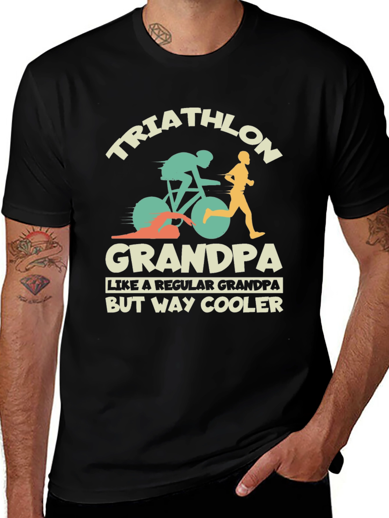 Triathlon Grandpa T-Shirt - Cool Grandfather Tee