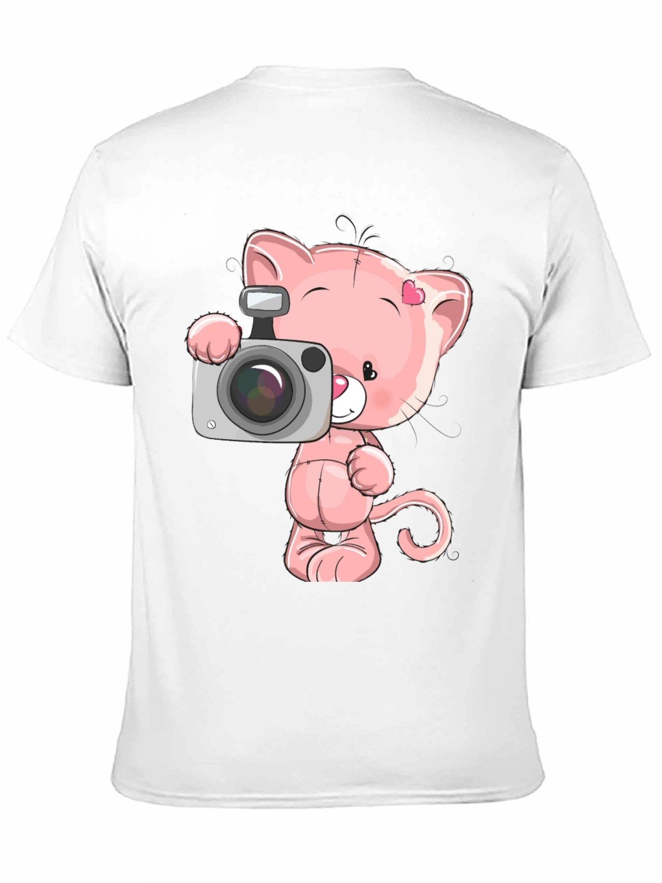 Cute Cartoon Cat with Camera Graphic T-Shirt