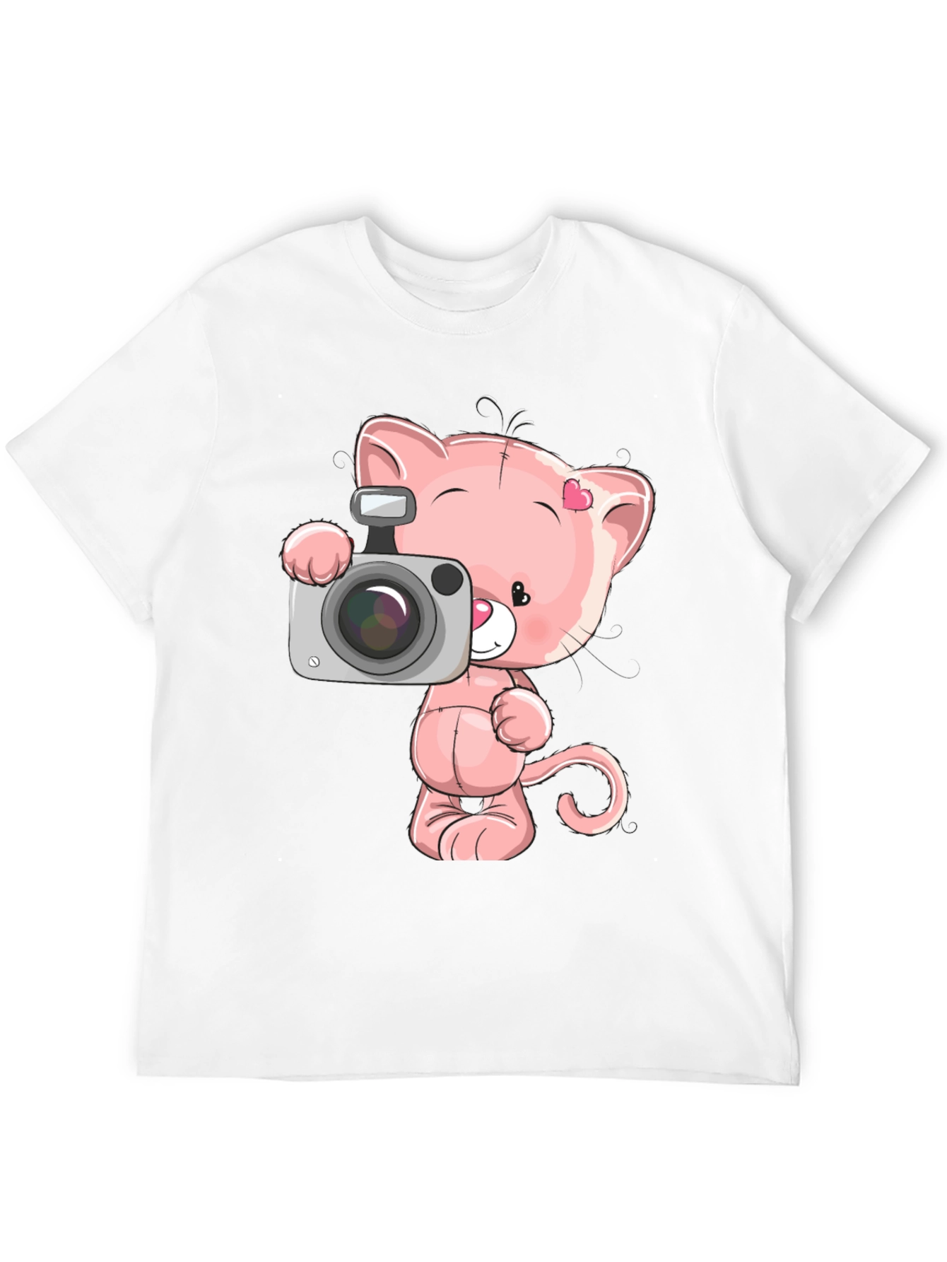 Cute Cartoon Cat with Camera Graphic T-Shirt