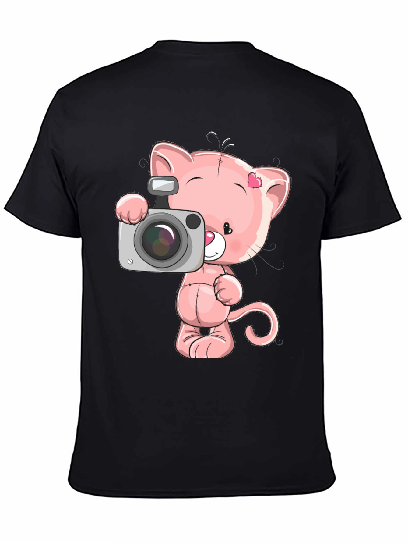Cute Cartoon Cat with Camera Graphic T-Shirt