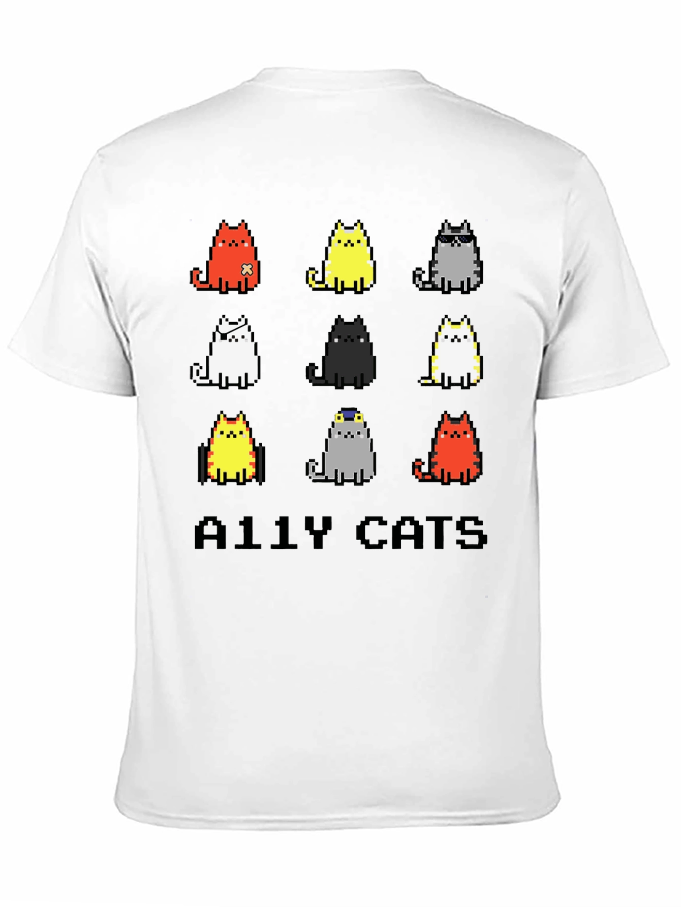 Pixel Ally Cats T-Shirt - Unisex Black Tee