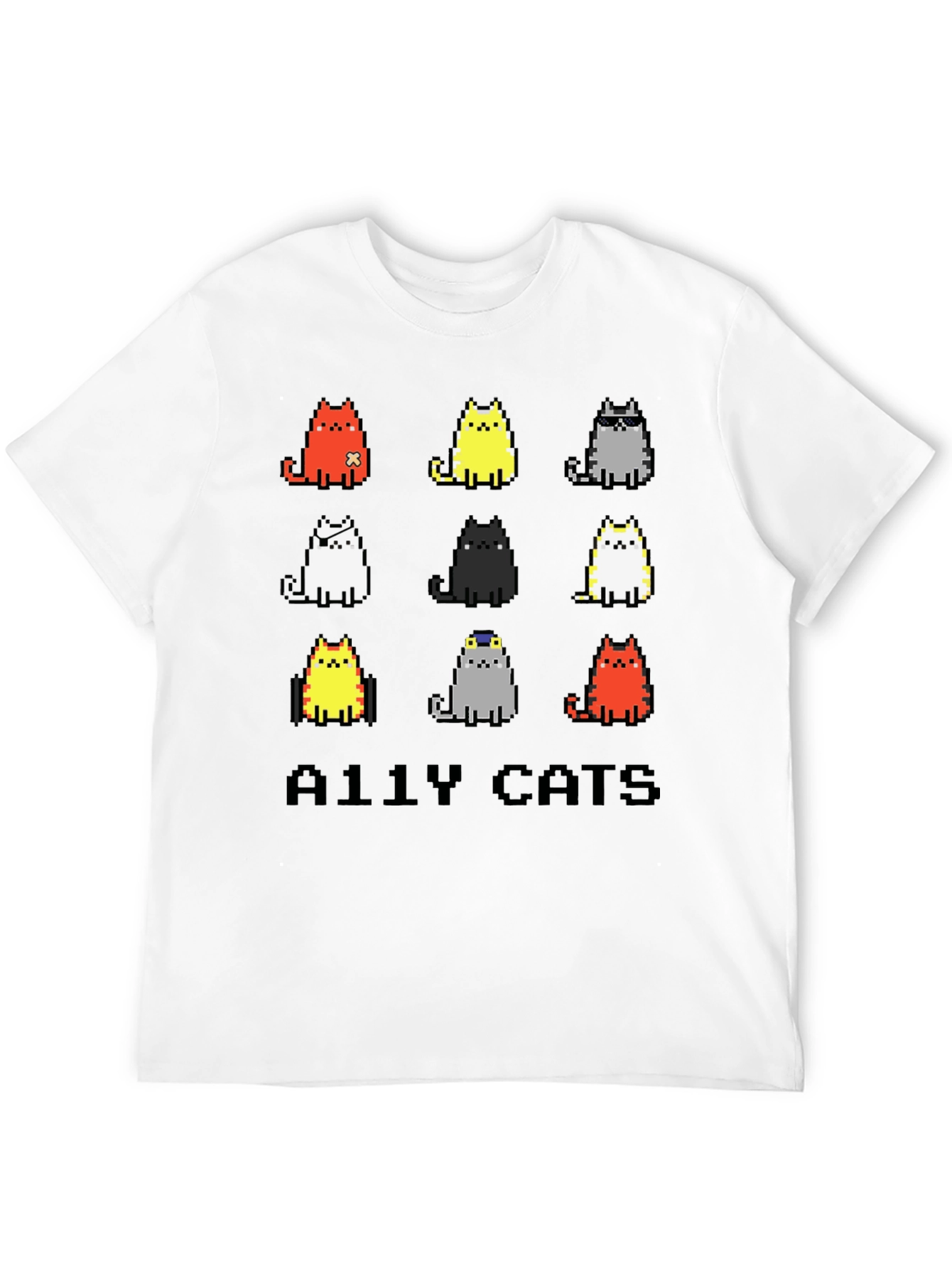 Pixel Ally Cats T-Shirt - Unisex Black Tee