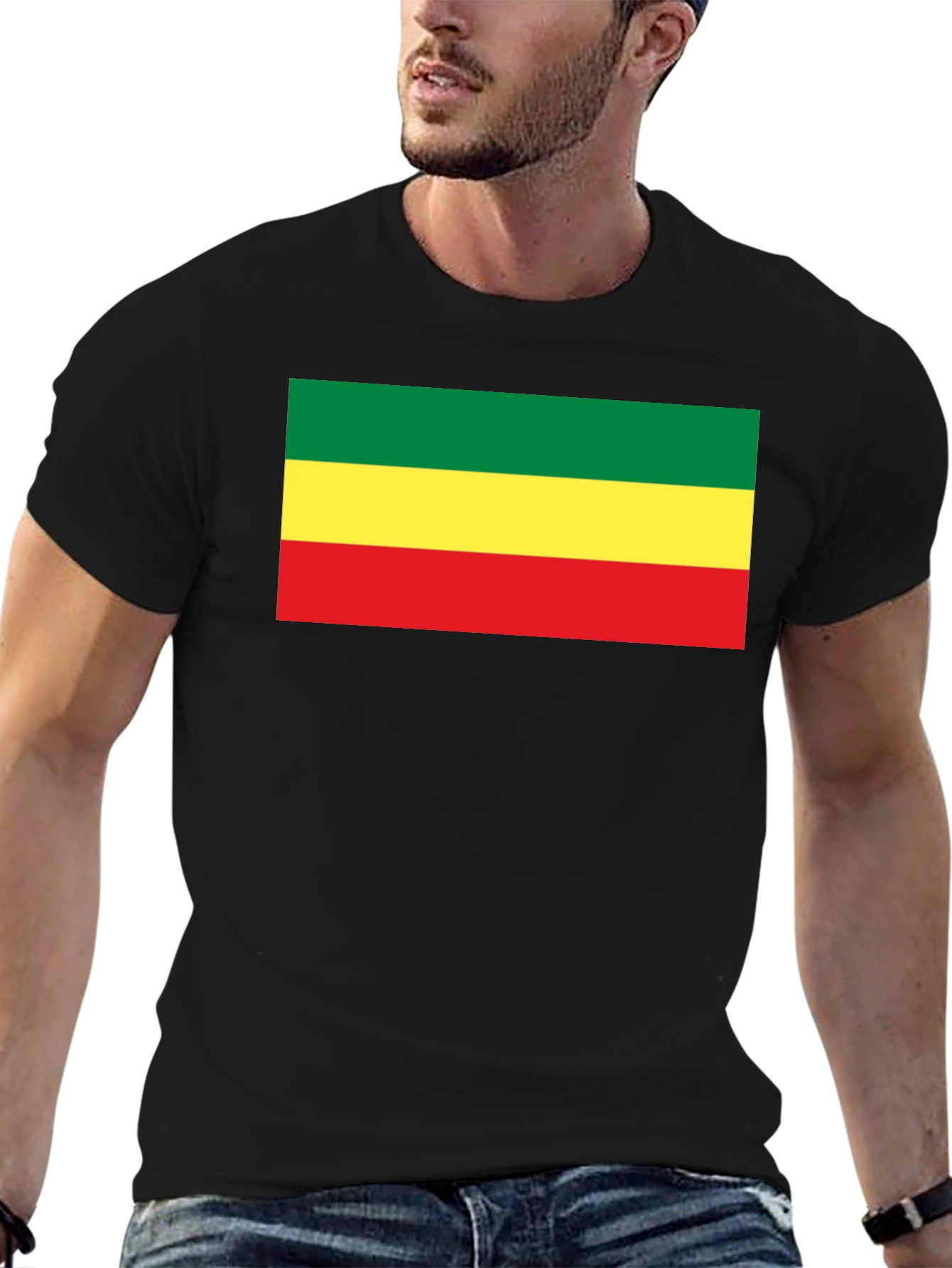 Rasta Flag T-Shirt - Black Cotton Tee