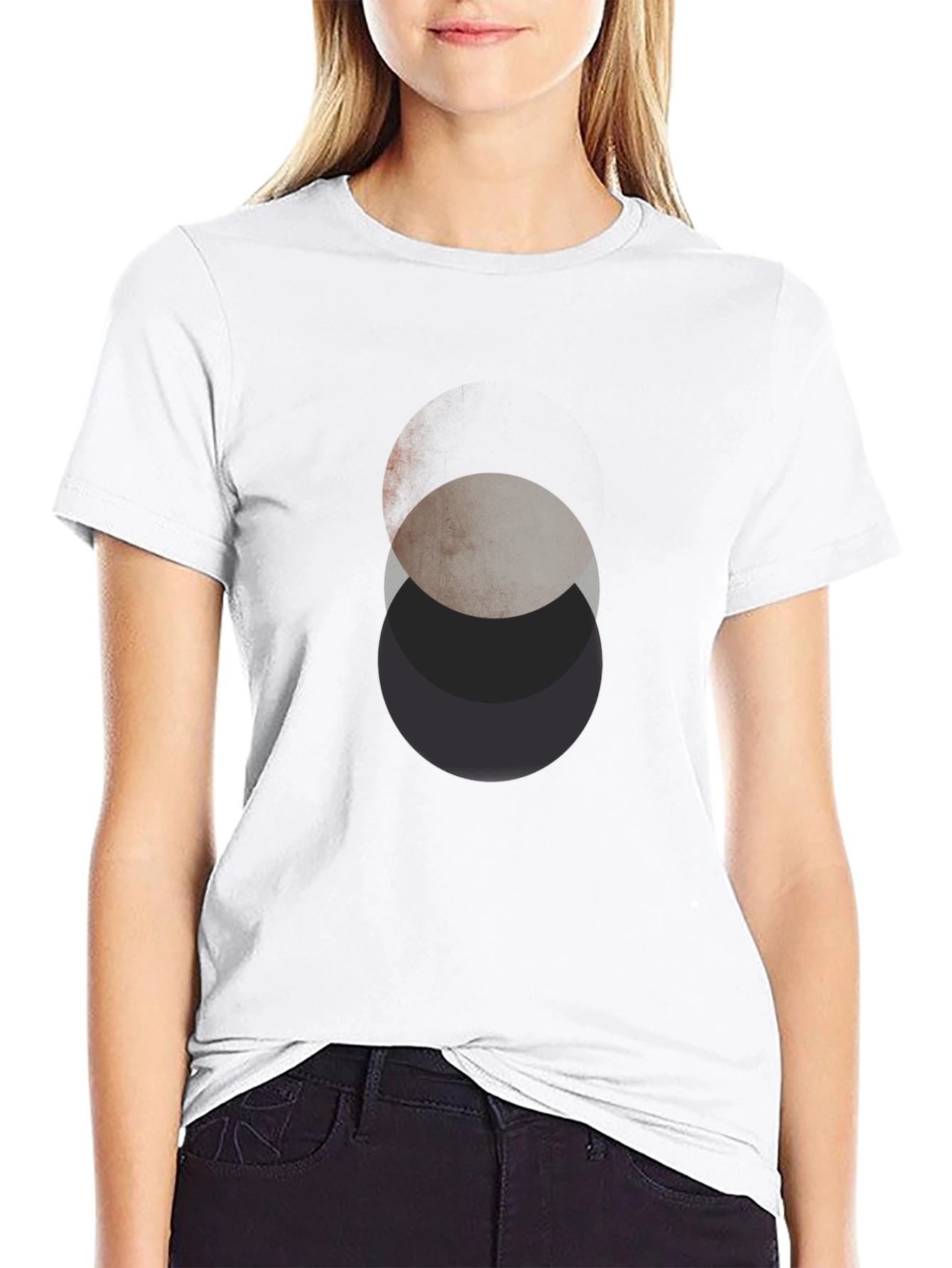 Abstract Circles Graphic Black T-Shirt