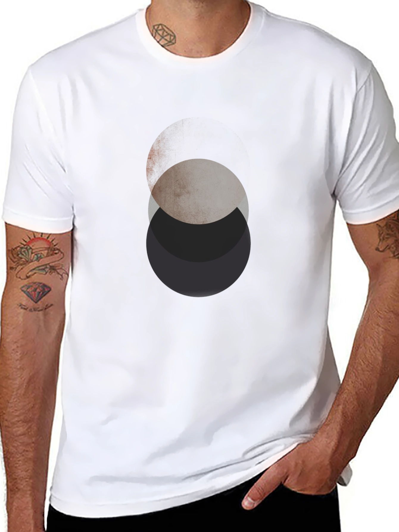 Abstract Circles Graphic Black T-Shirt