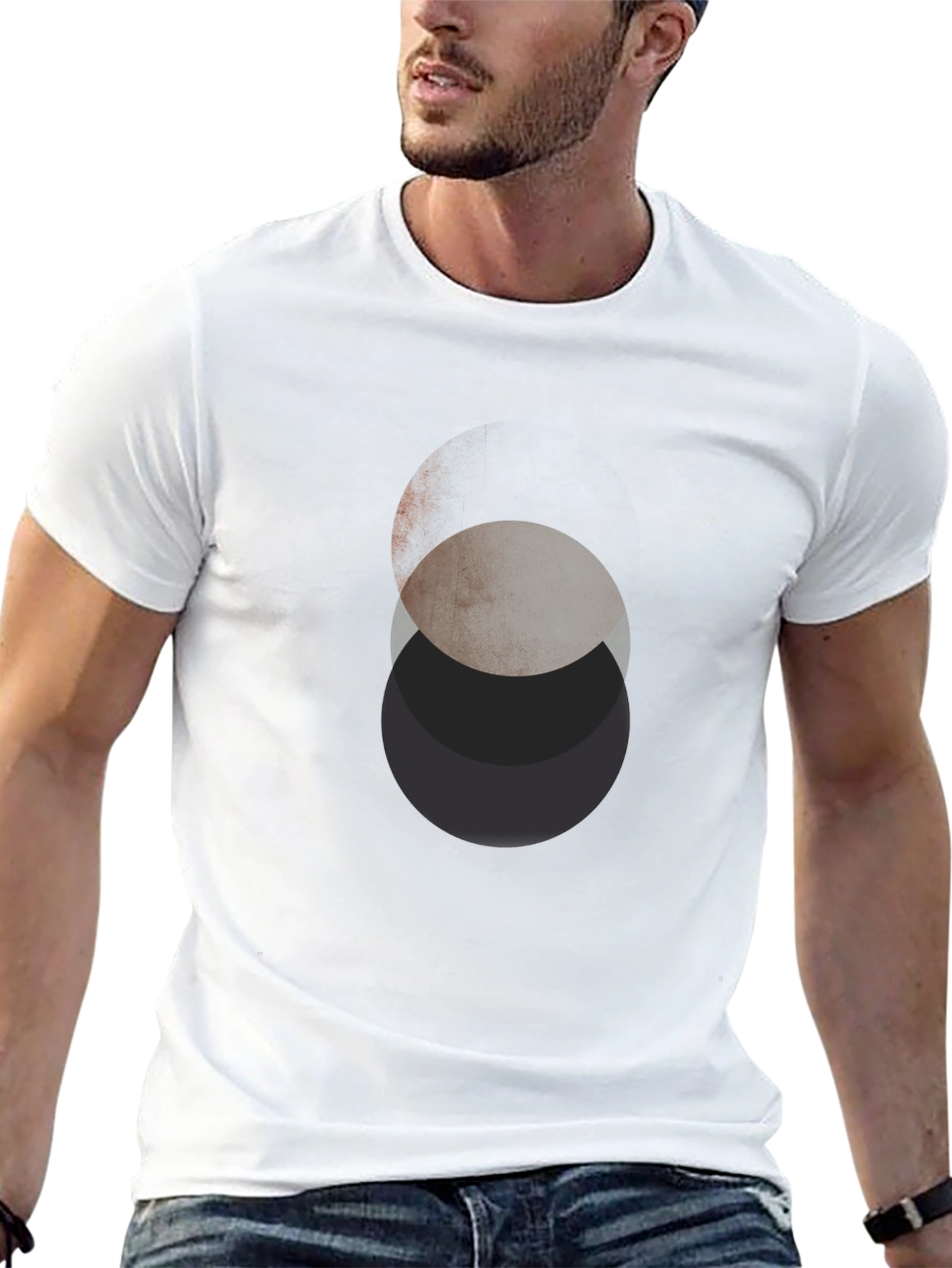 Abstract Circles Graphic Black T-Shirt