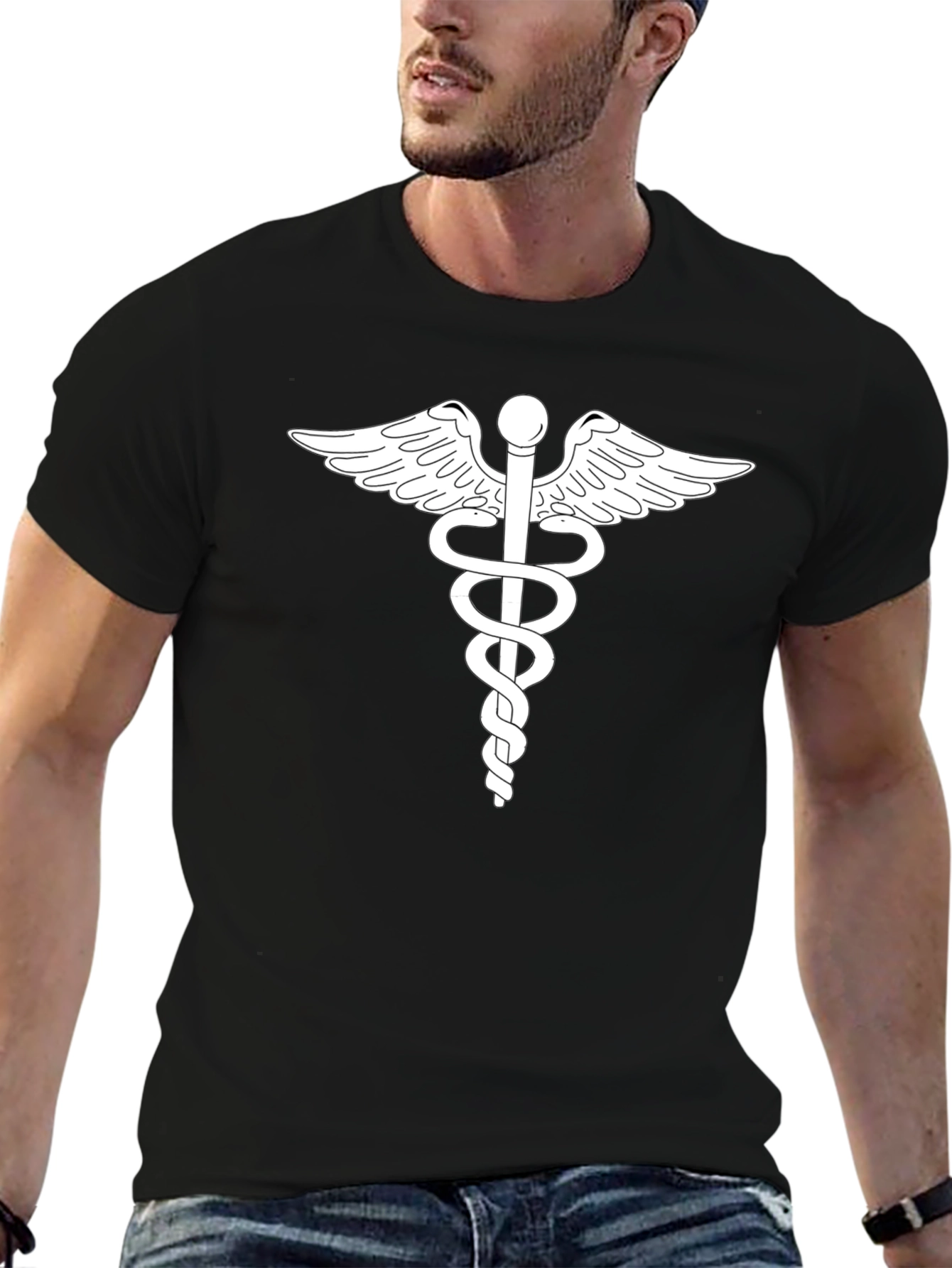 Caduceus Graphic T-Shirt - Classic Medical Symbol Tee