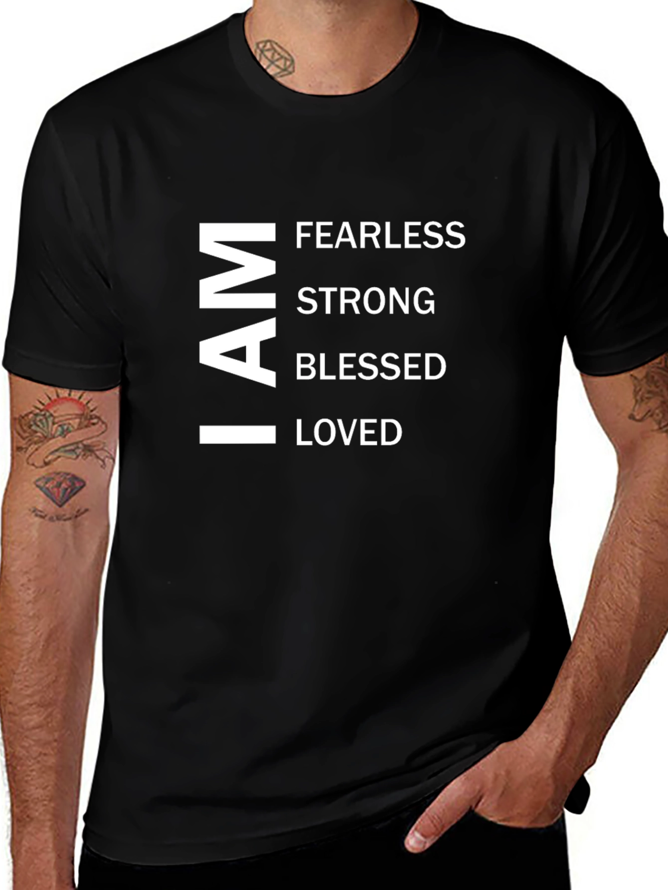 I AM Fearless Strong Blessed Loved Graphic Tee
