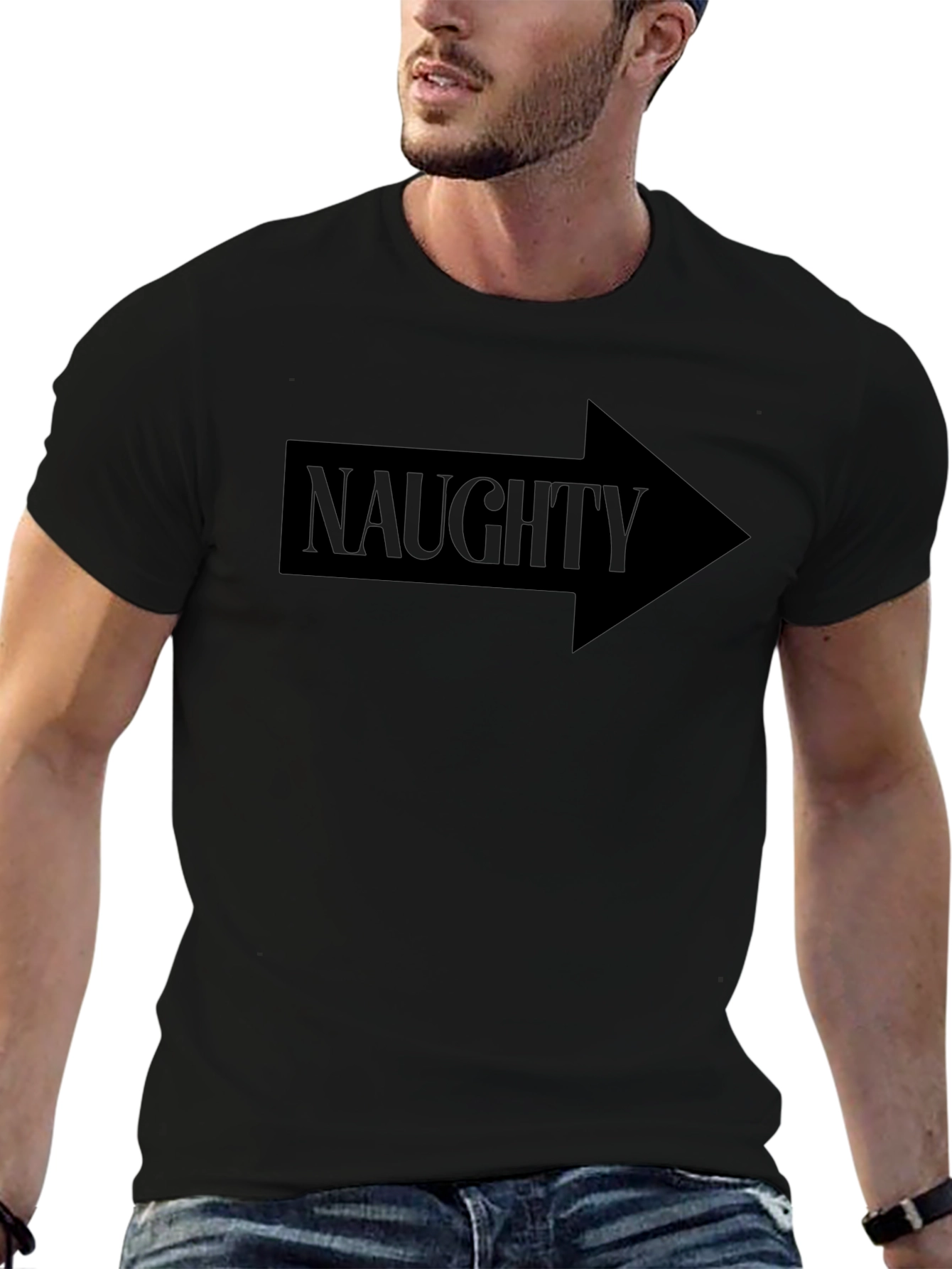 Naughty Arrow Graphic Tee - Black Cotton T-Shirt
