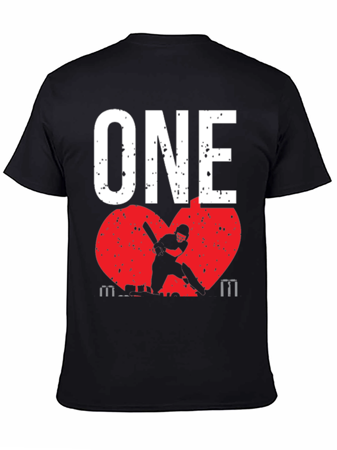 ONE Cricket Fan T-Shirt - Red Heart Design