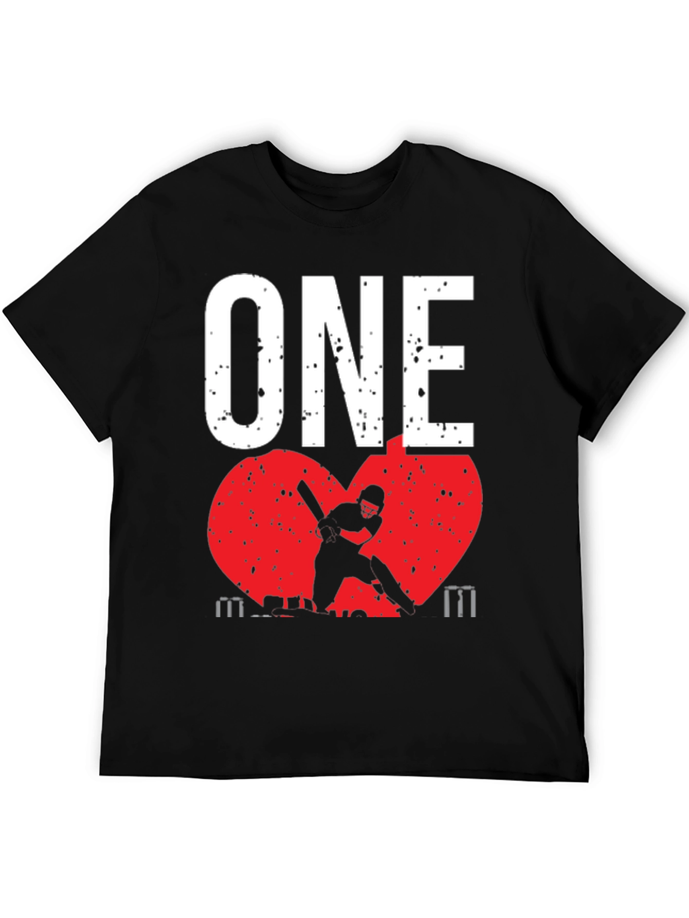 ONE Cricket Fan T-Shirt - Red Heart Design