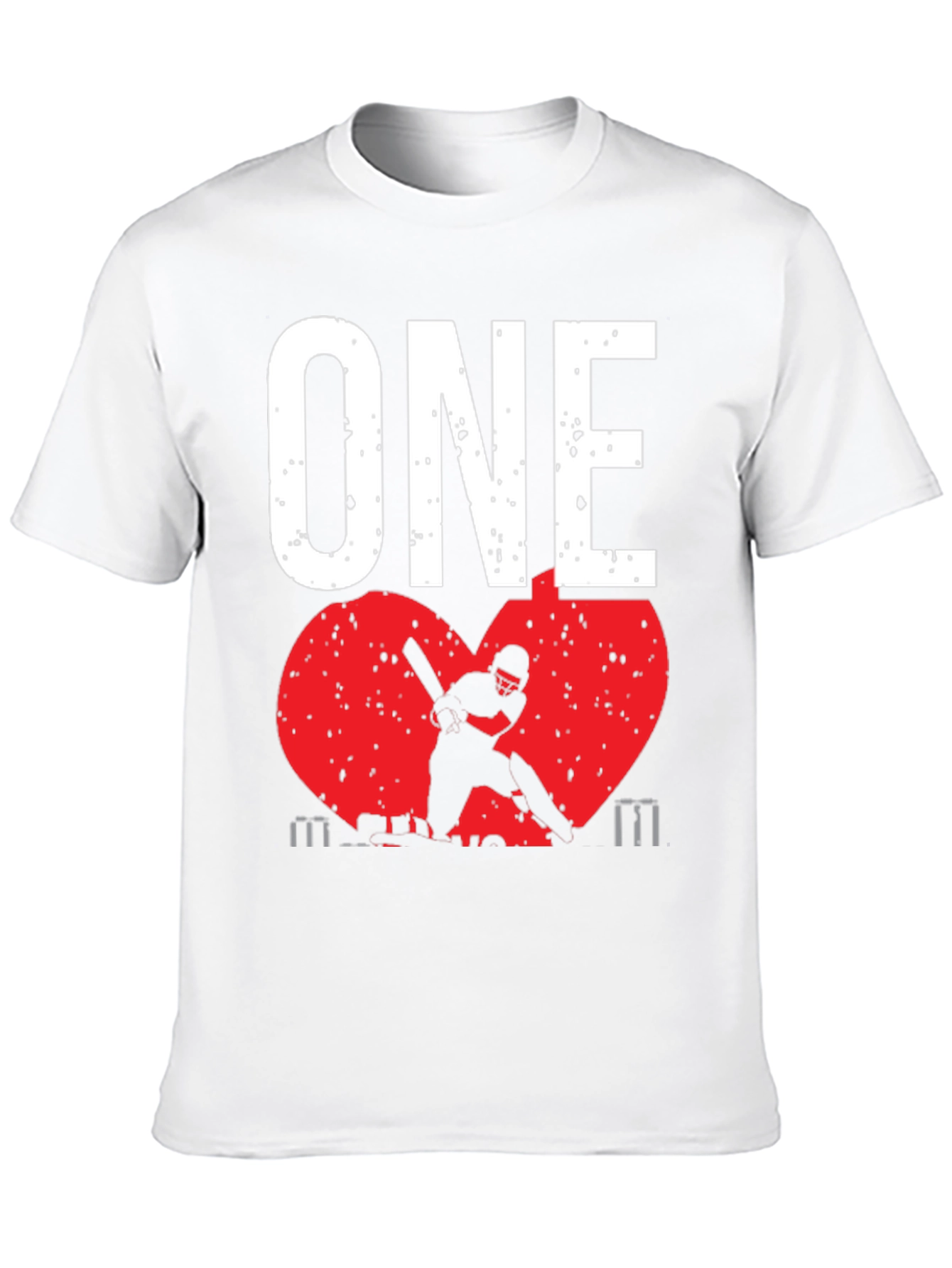 ONE Cricket Fan T-Shirt - Red Heart Design