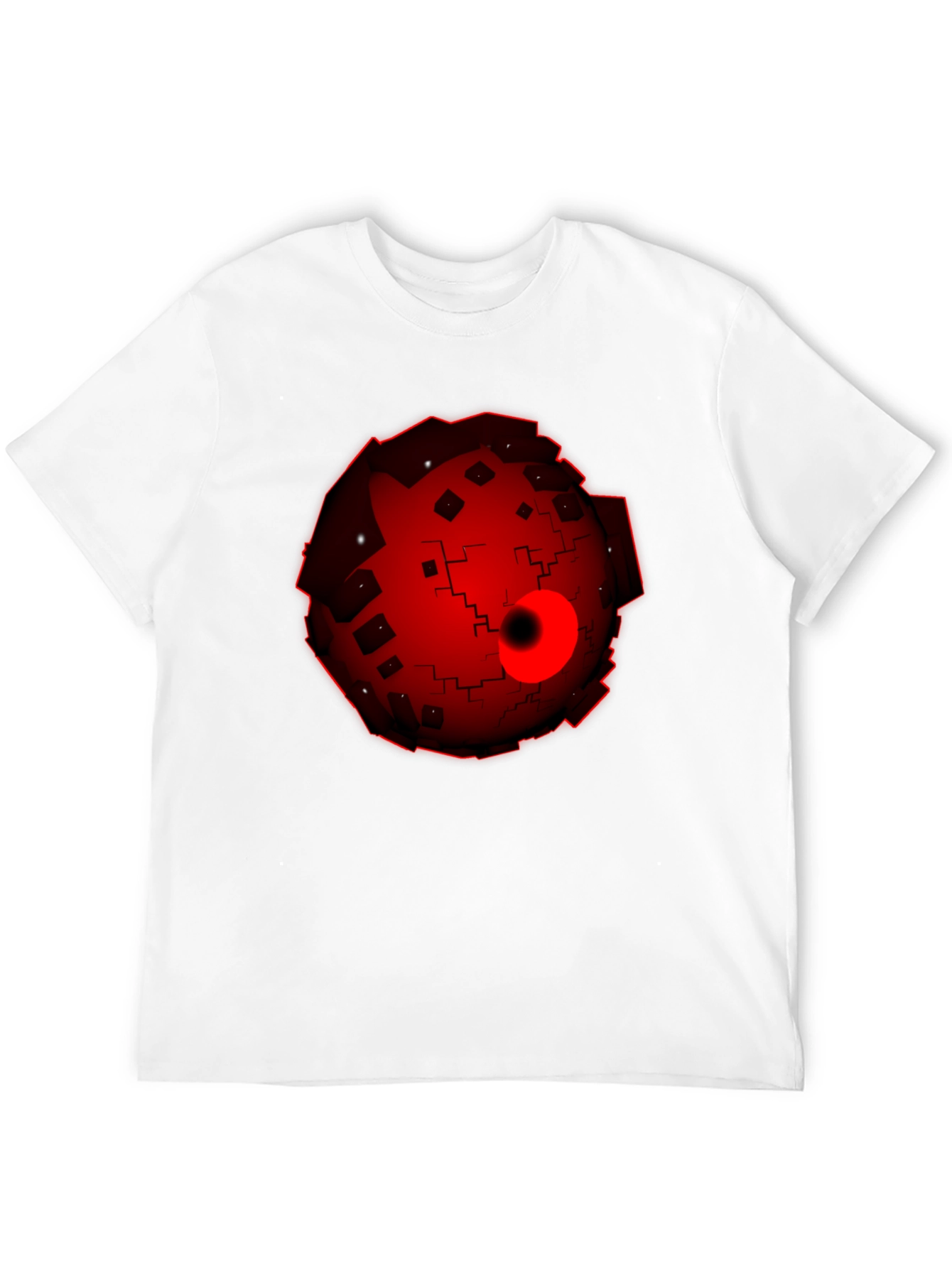 Abstract Red Orb Graphic Black T-Shirt