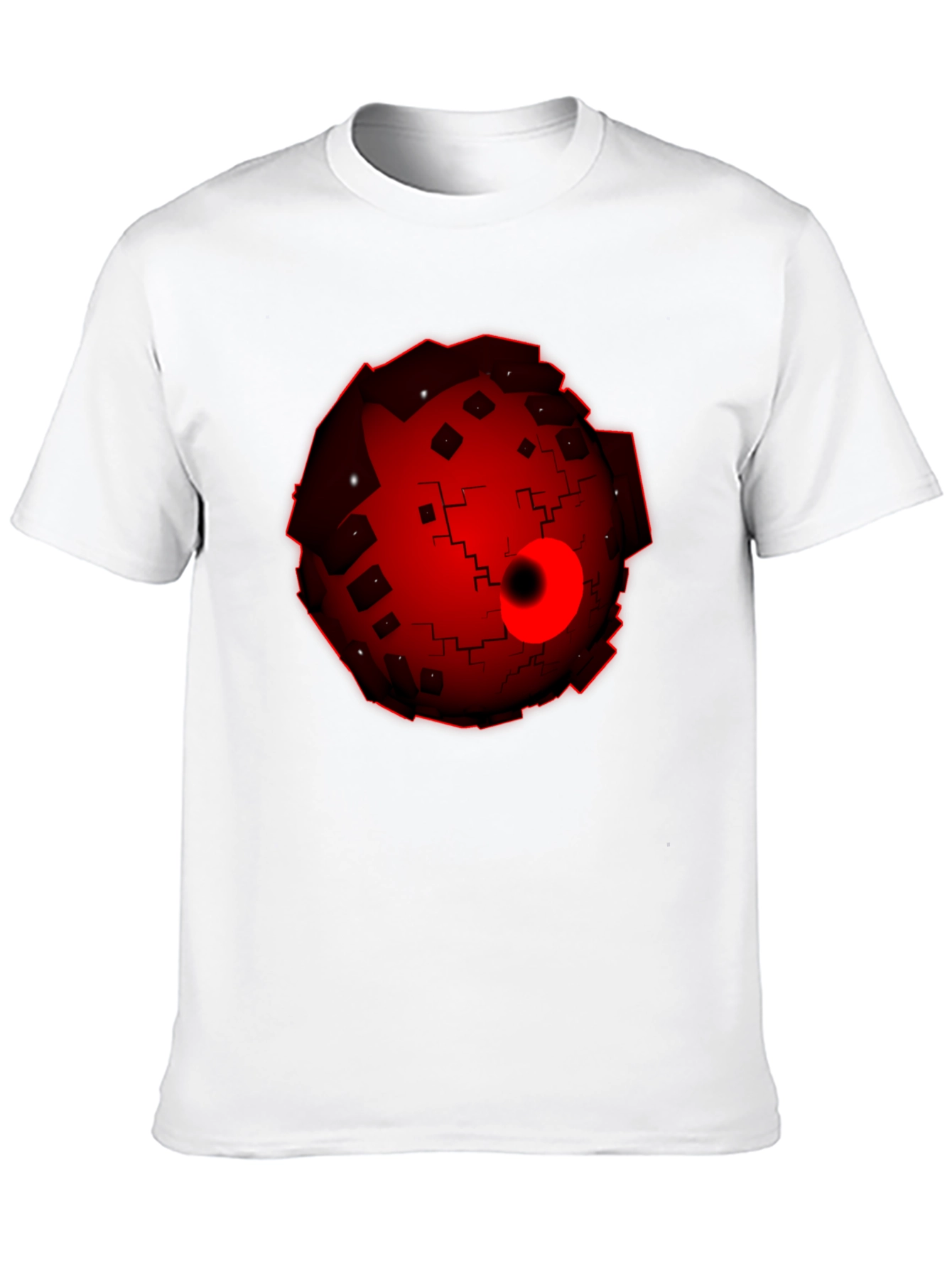 Abstract Red Orb Graphic Black T-Shirt