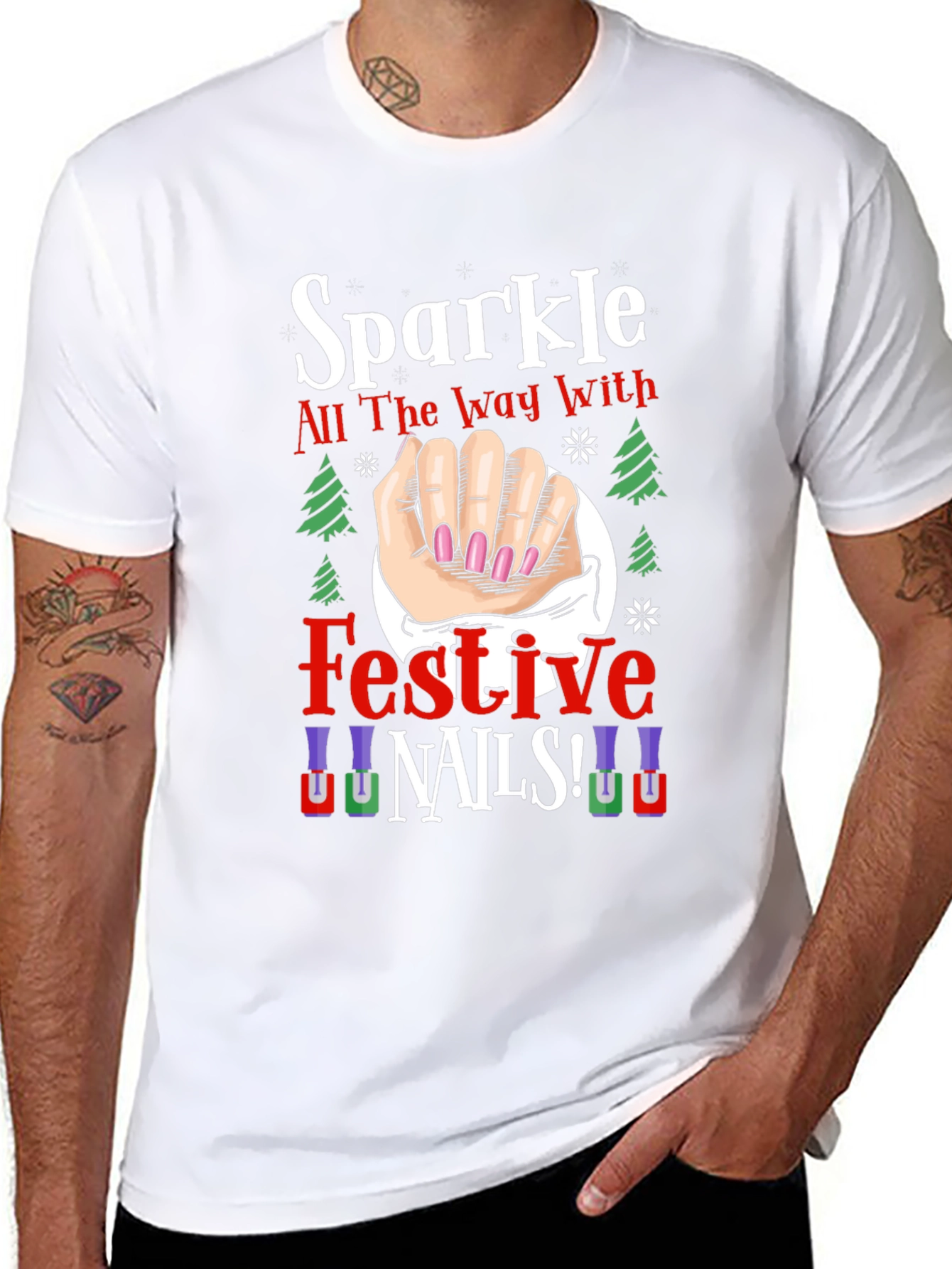 Sparkle Festive Nails T-Shirt - Holiday Celebration