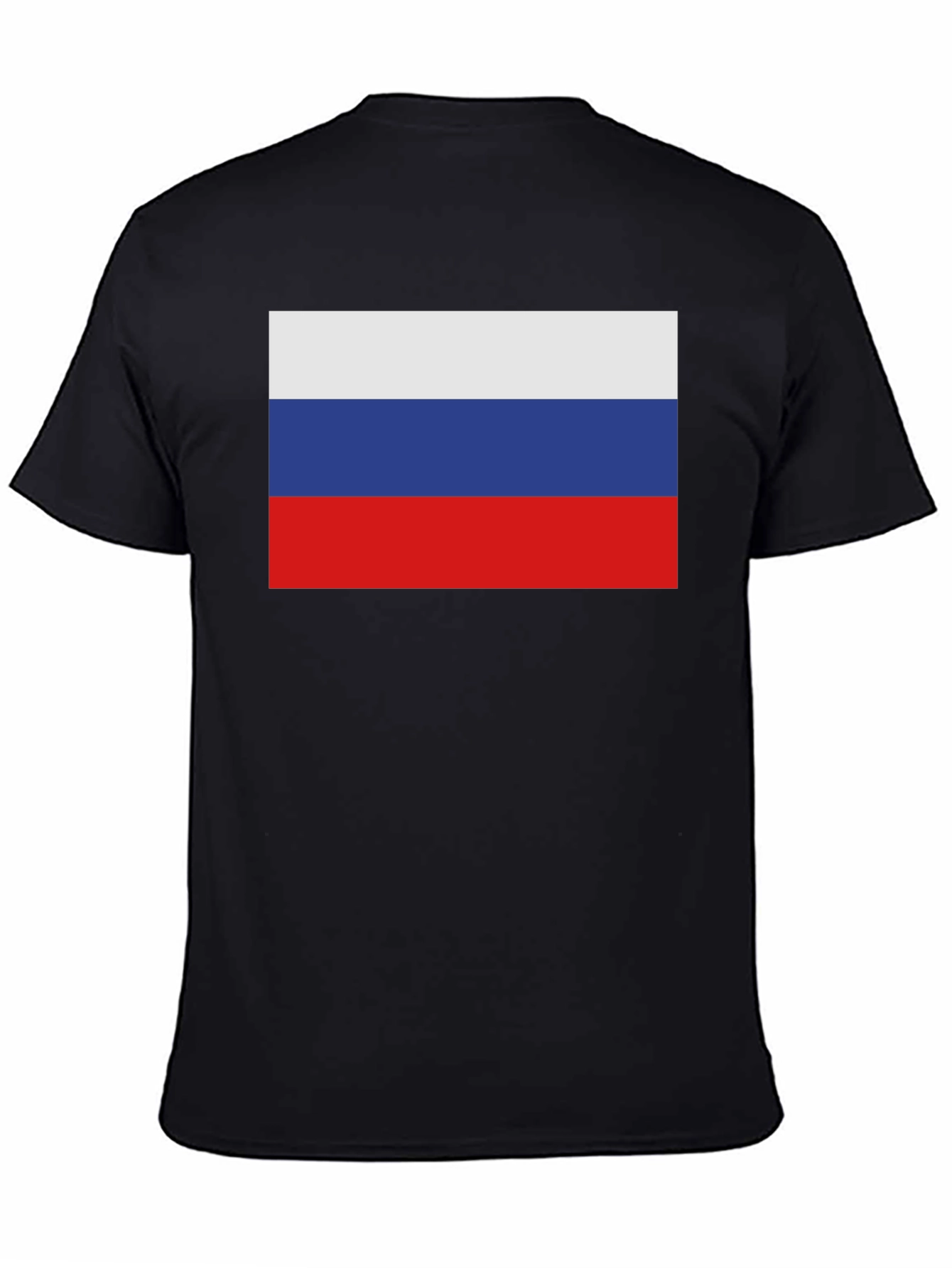 Russia Flag Graphic Tee - Black Cotton T-Shirt