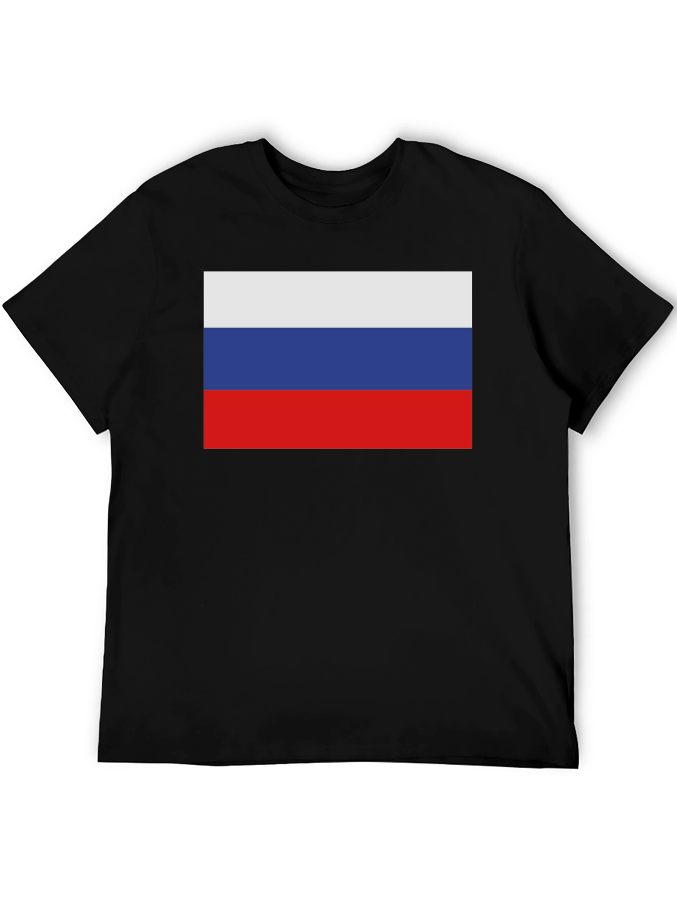 Russia Flag Graphic Tee - Black Cotton T-Shirt