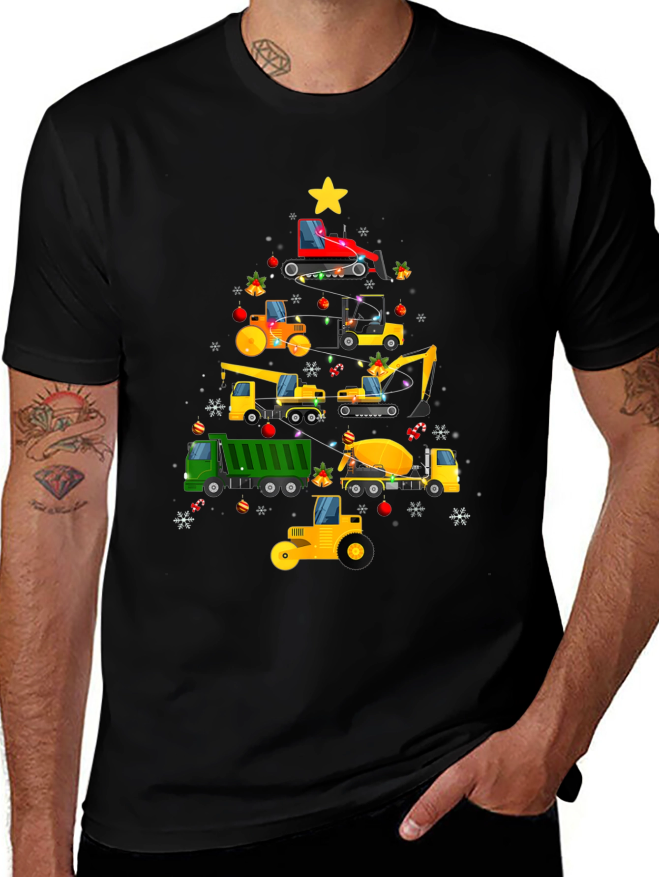 Construction Vehicle Christmas Tree T-Shirt