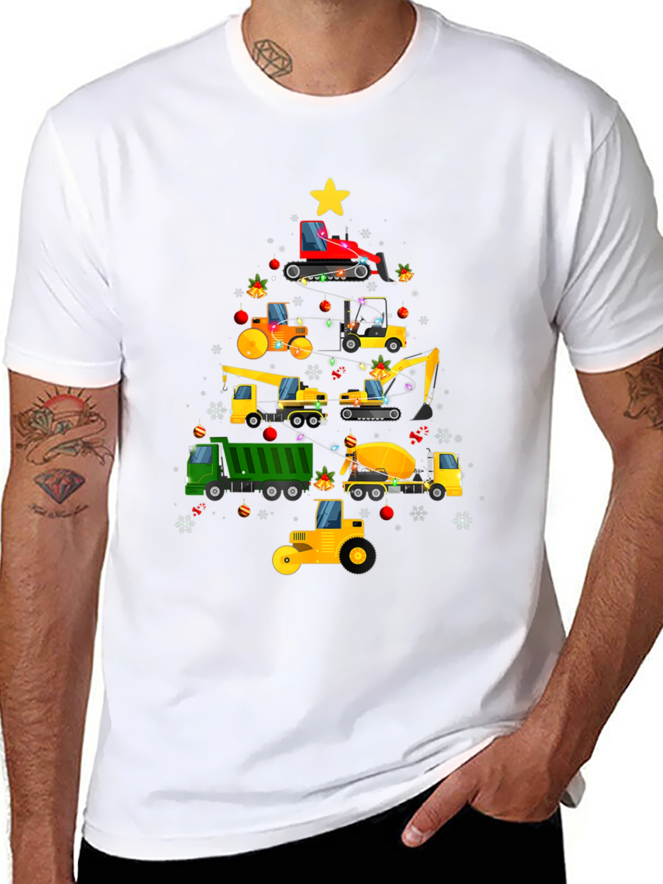 Construction Vehicle Christmas Tree T-Shirt