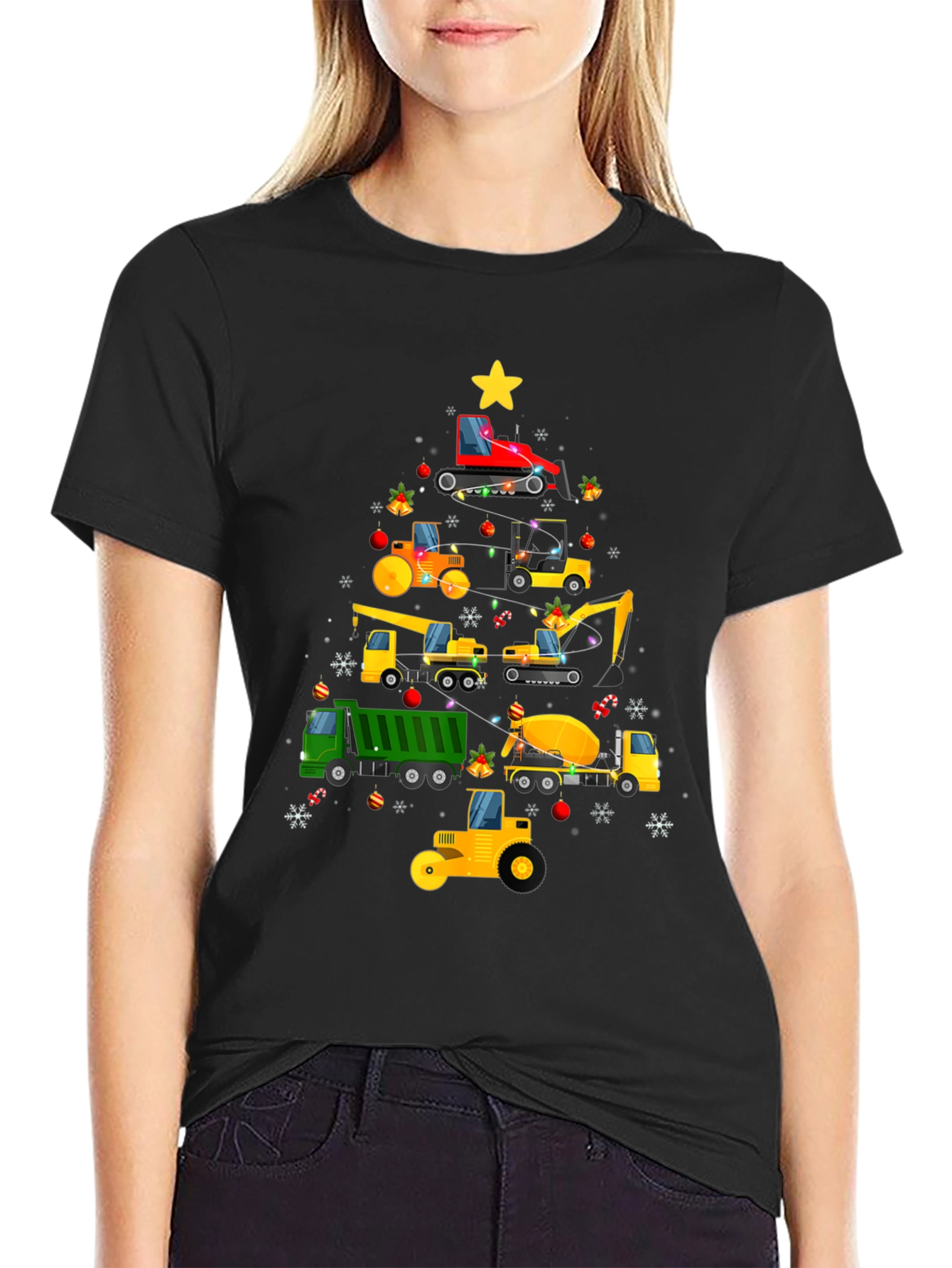Construction Vehicle Christmas Tree T-Shirt