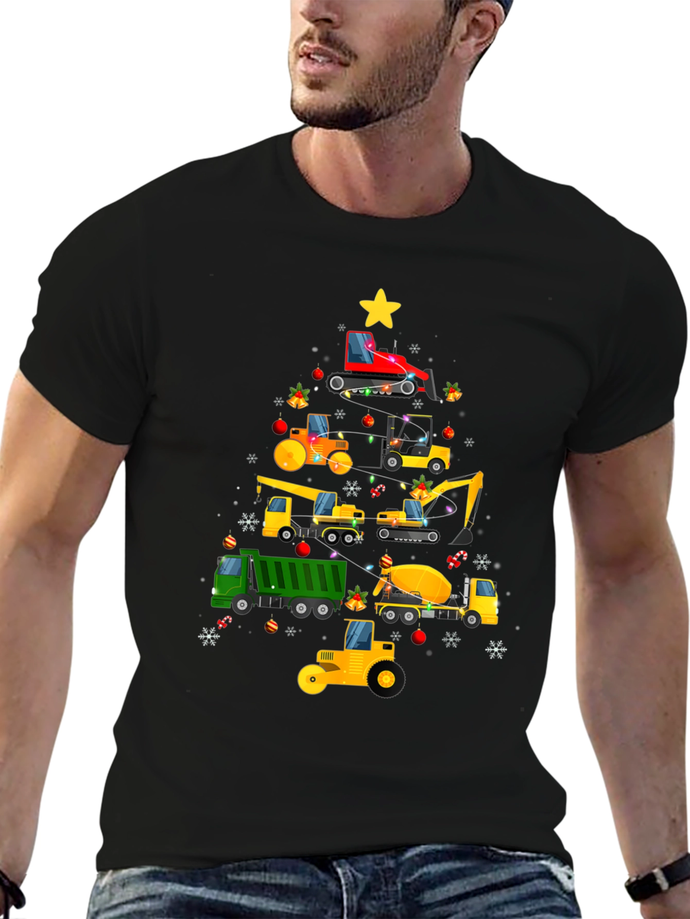 Construction Vehicle Christmas Tree T-Shirt