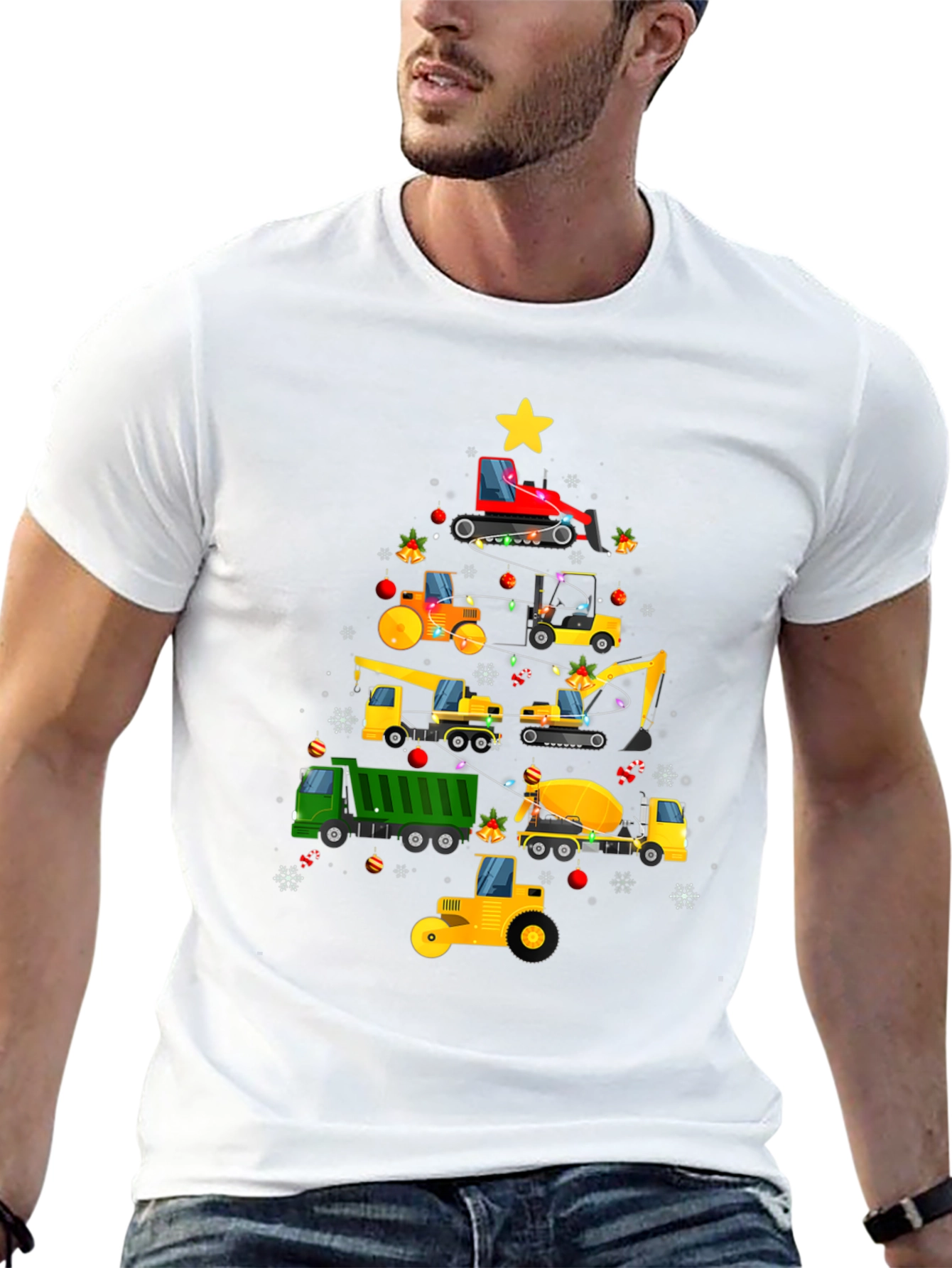 Construction Vehicle Christmas Tree T-Shirt