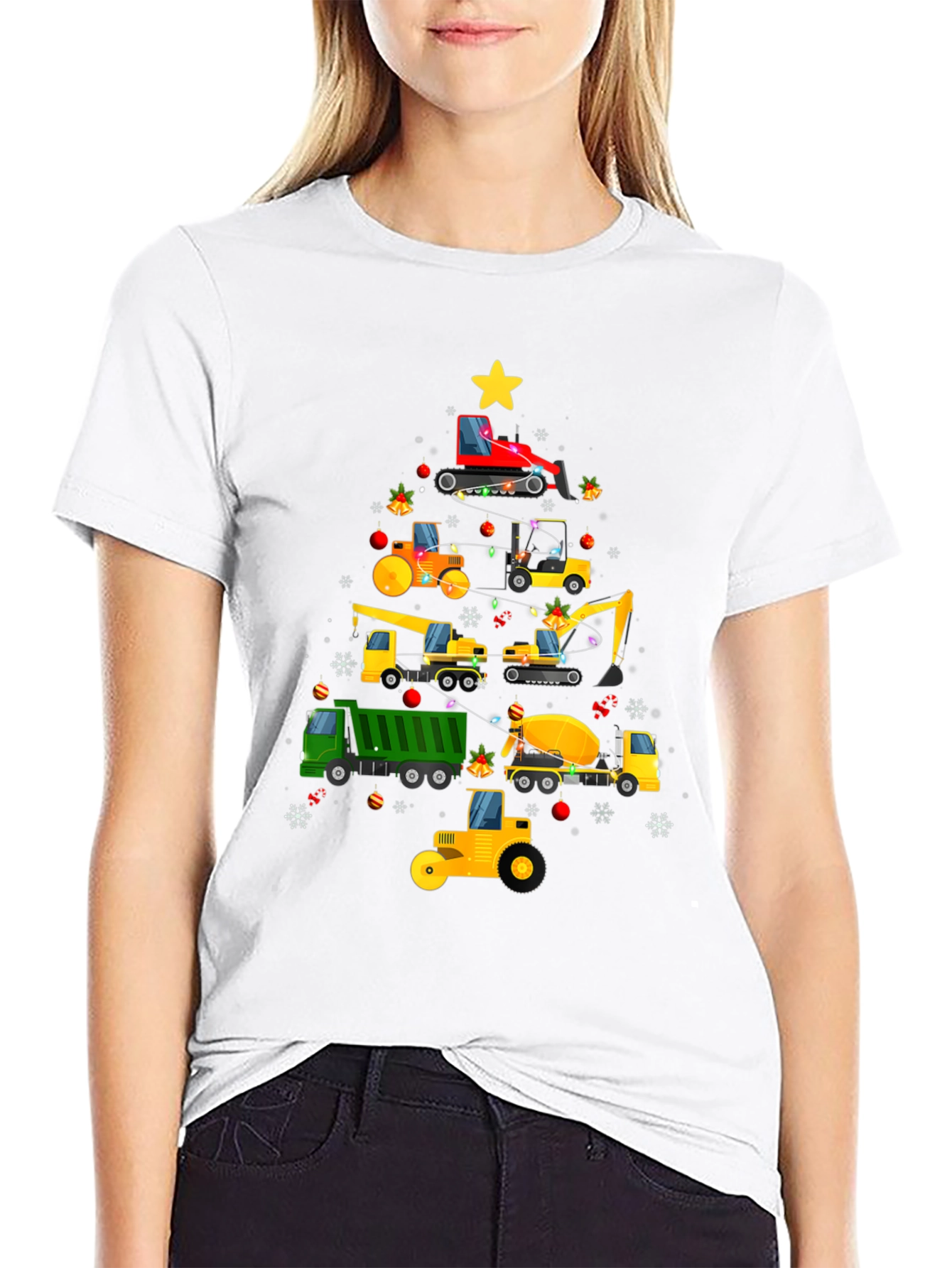 Construction Vehicle Christmas Tree T-Shirt