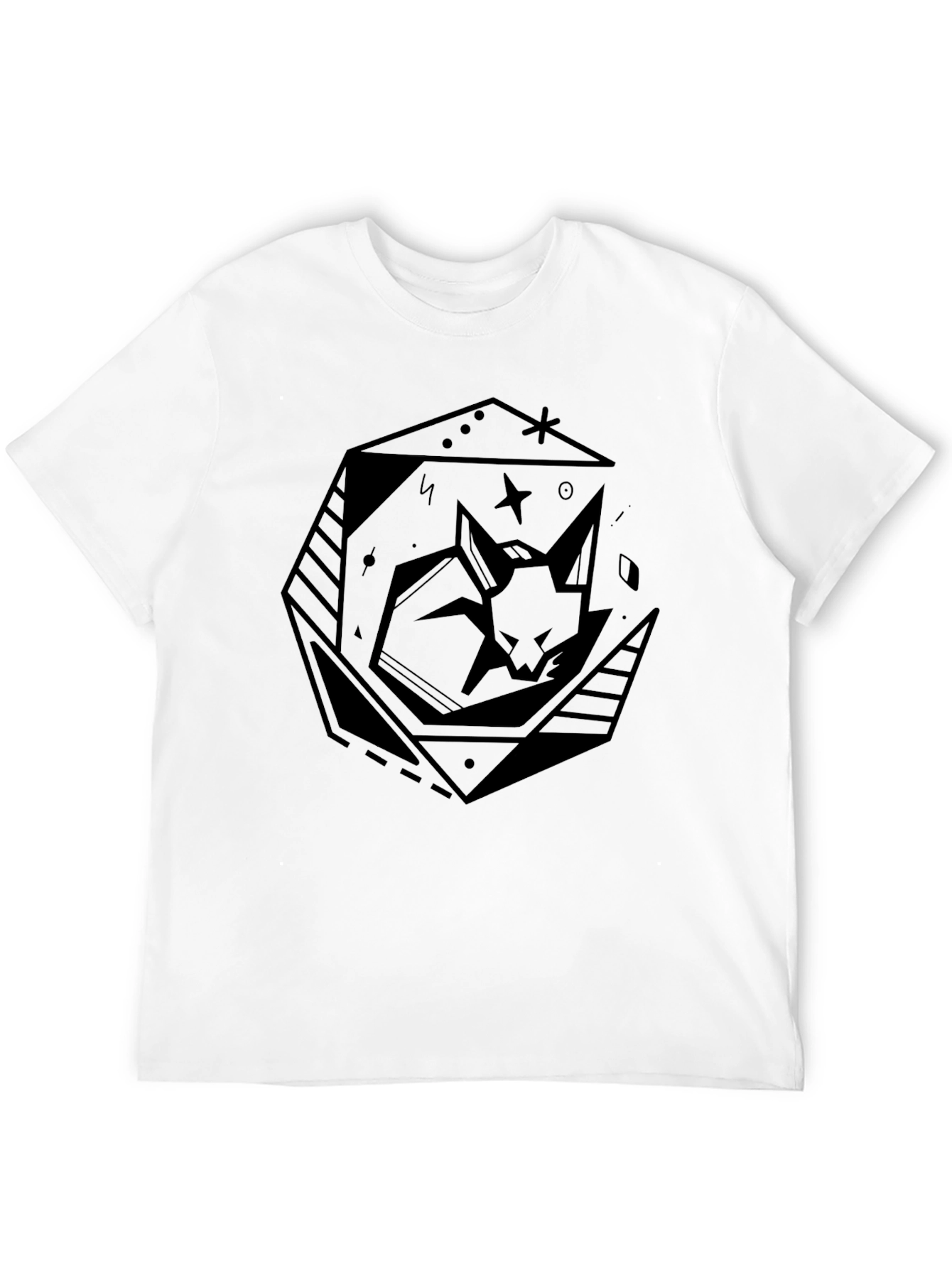 Geometric Cat Tee - Modern Graphic T-Shirt