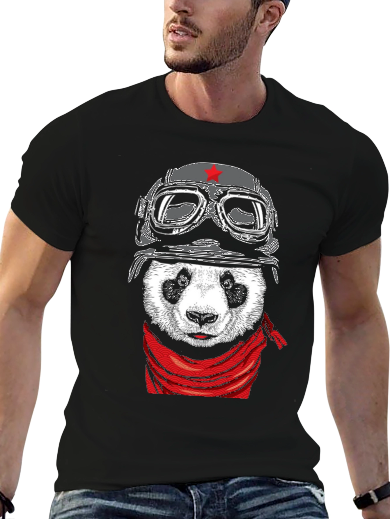 Panda Biker T-Shirt - Cool Panda Design