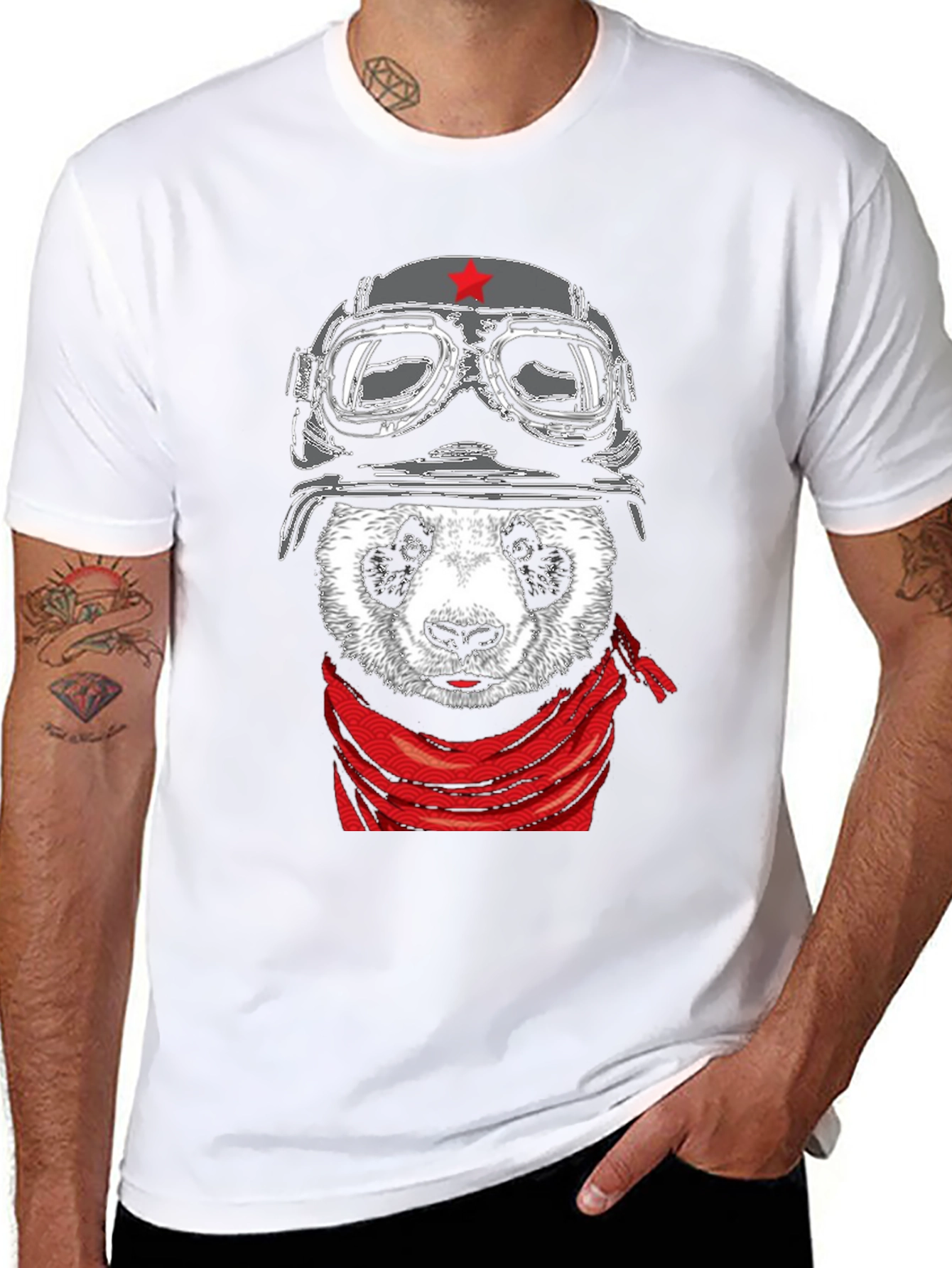 Panda Biker T-Shirt - Cool Panda Design