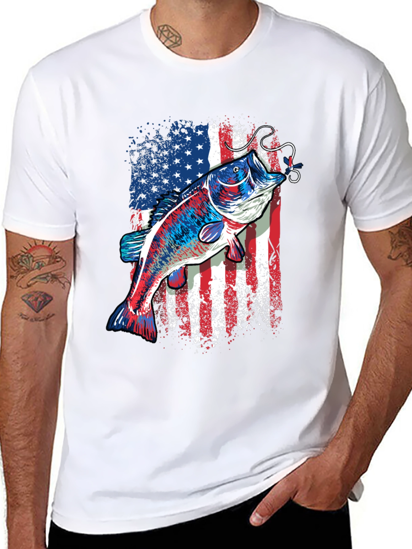 American Flag Bass Fishing T-Shirt