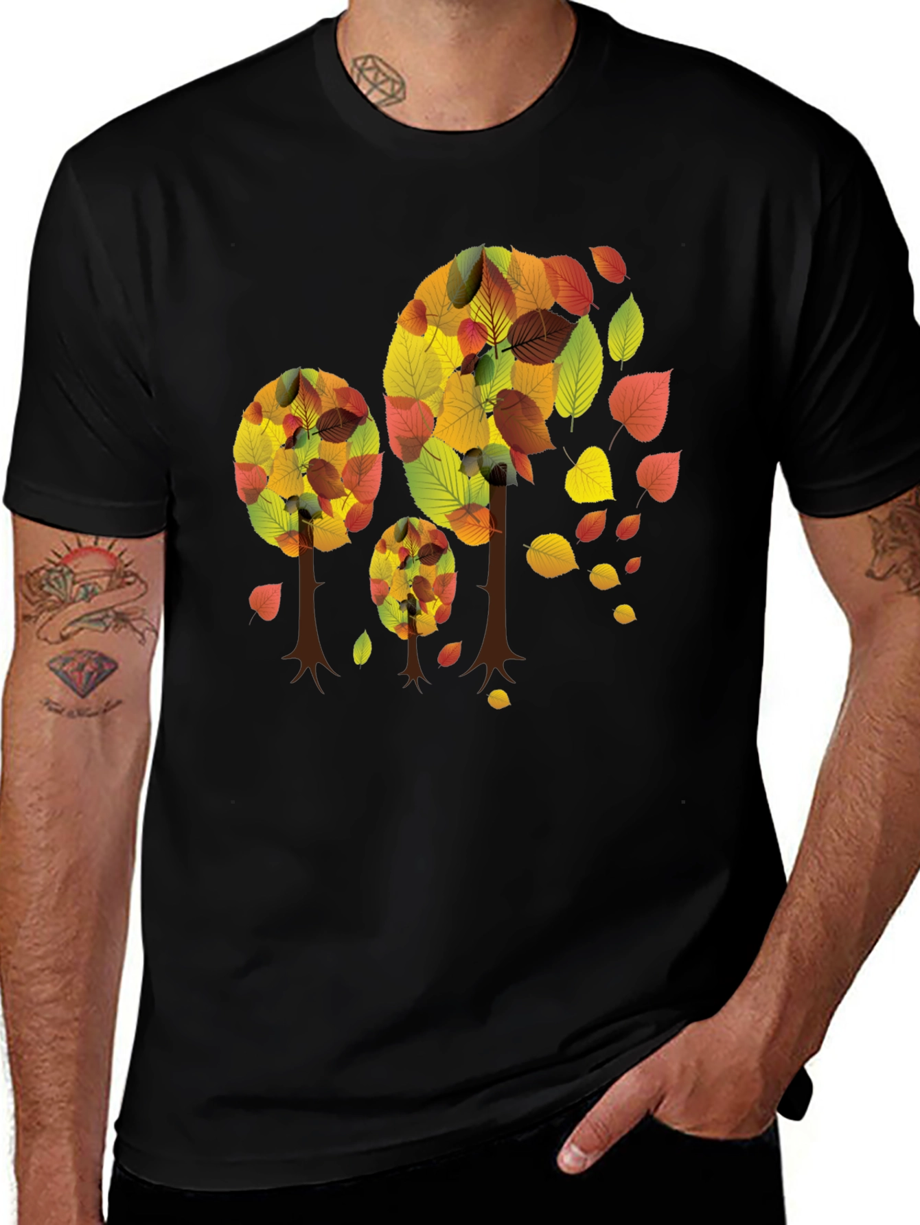 Autumn Trees Black T-Shirt
