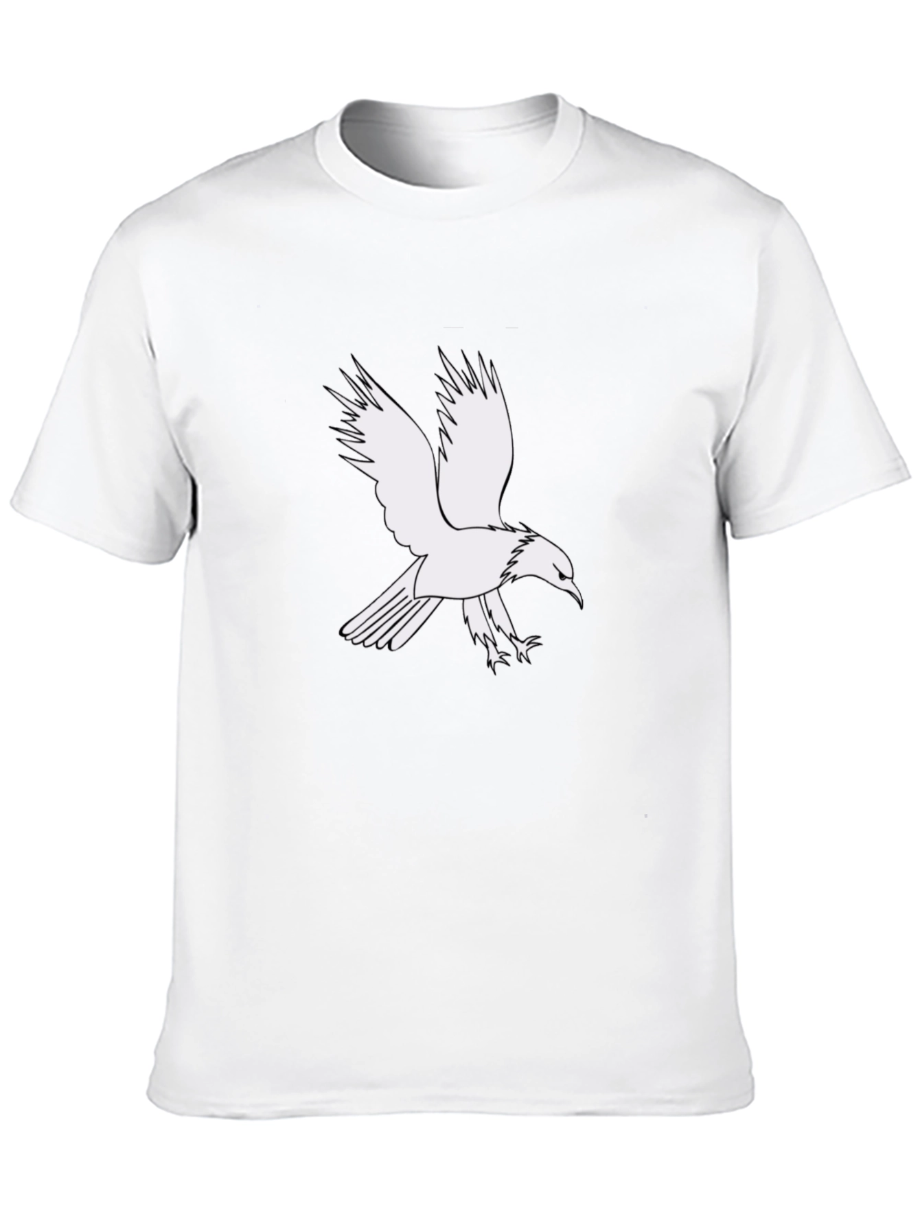 Mens Black T-Shirt with White Eagle Graphic