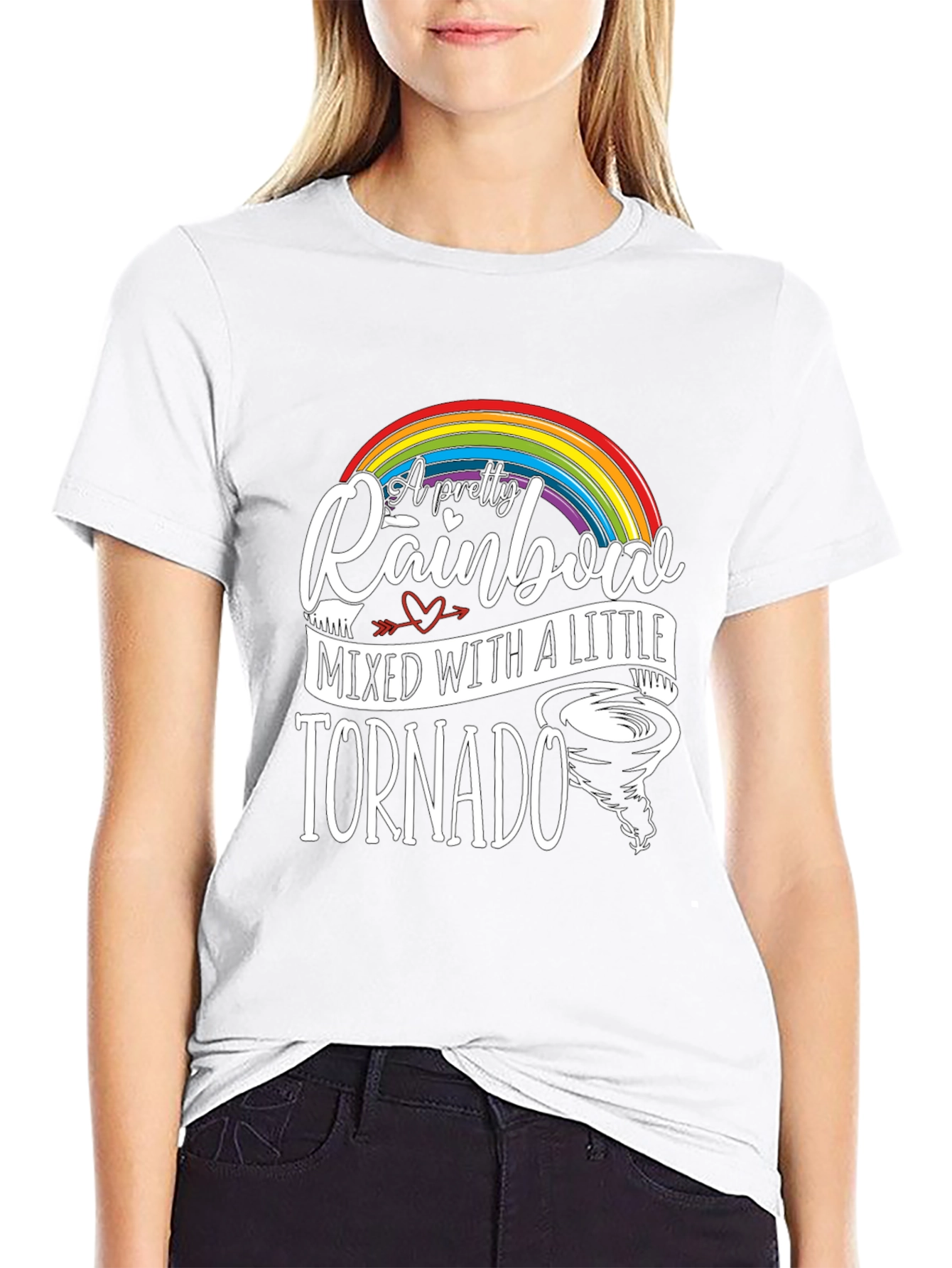 Pretty Rainbow Tornado Black Graphic Tee