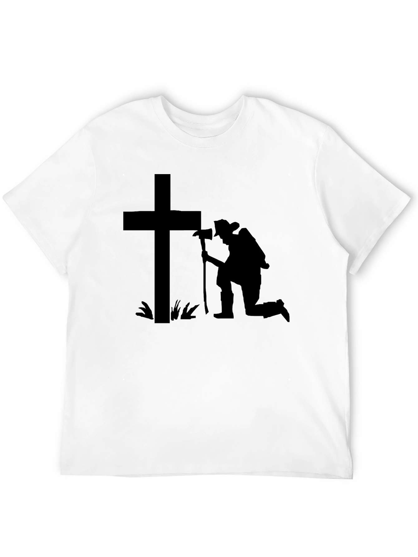 Kneeling Firefighter Cross T-Shirt