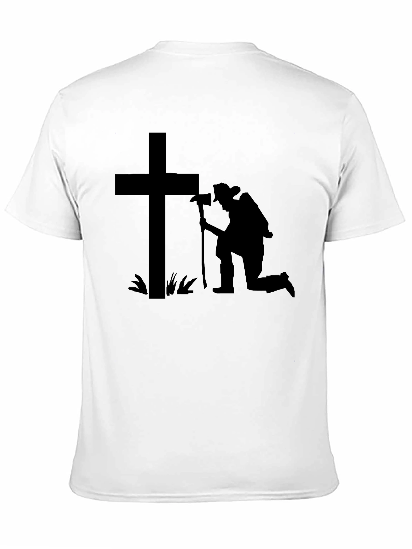 Kneeling Firefighter Cross T-Shirt