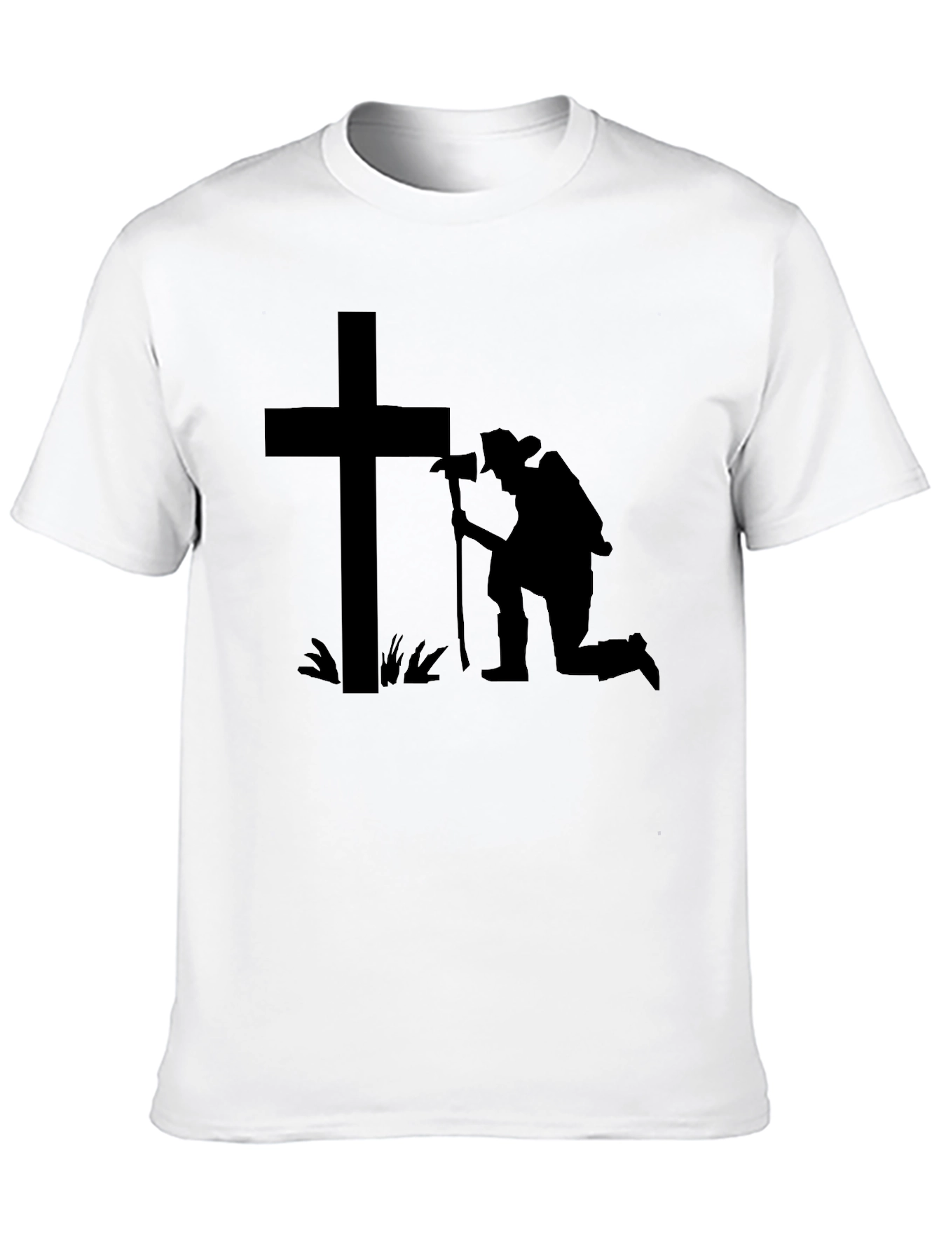 Kneeling Firefighter Cross T-Shirt