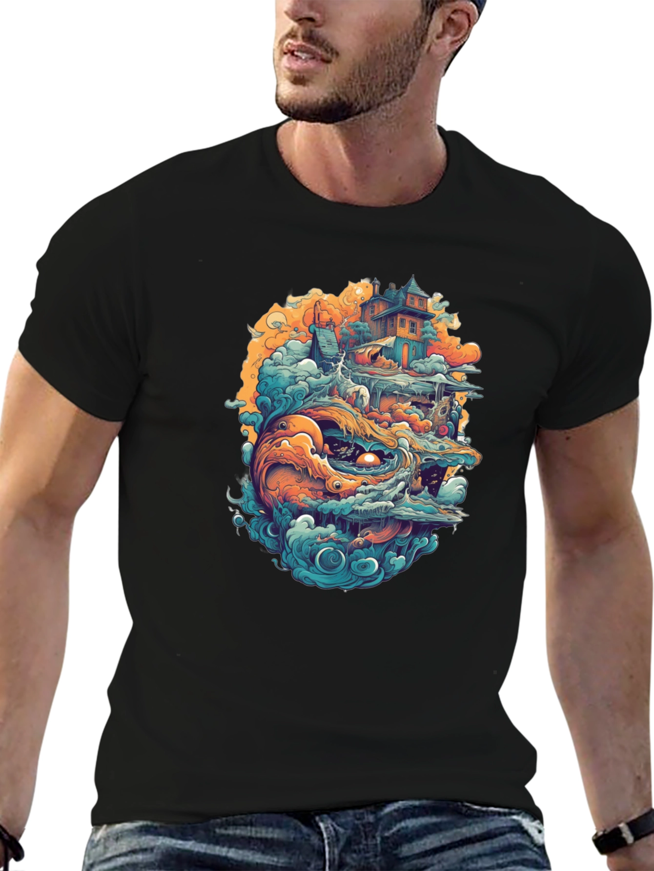 Fantasy Island Graphic Tee - Black Crewneck Shirt