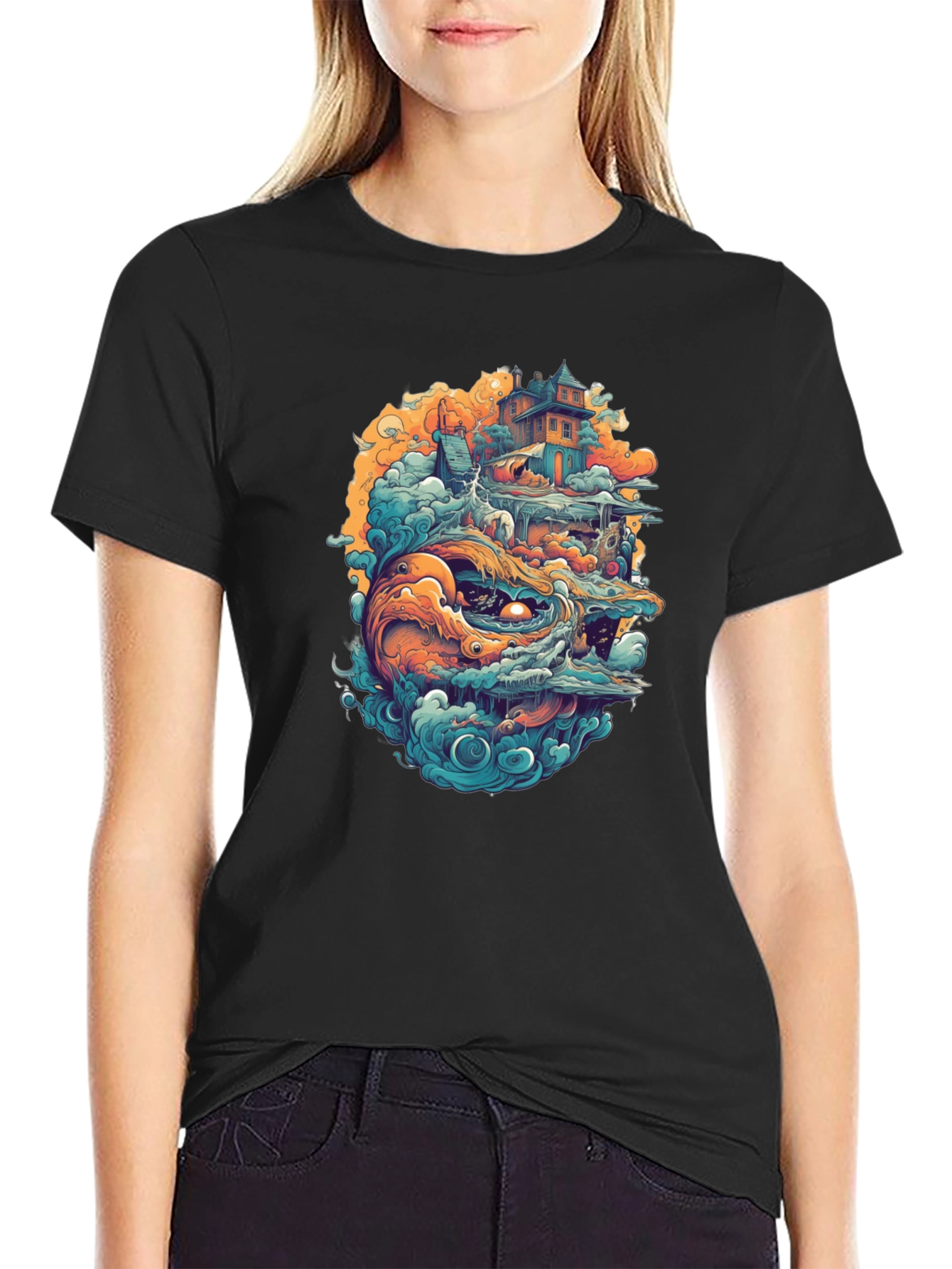 Fantasy Island Graphic Tee - Black Crewneck Shirt
