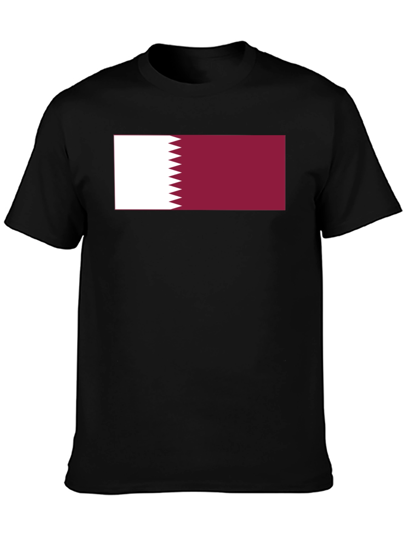 Qatar Flag T-Shirt - Black Crew Neck Tee